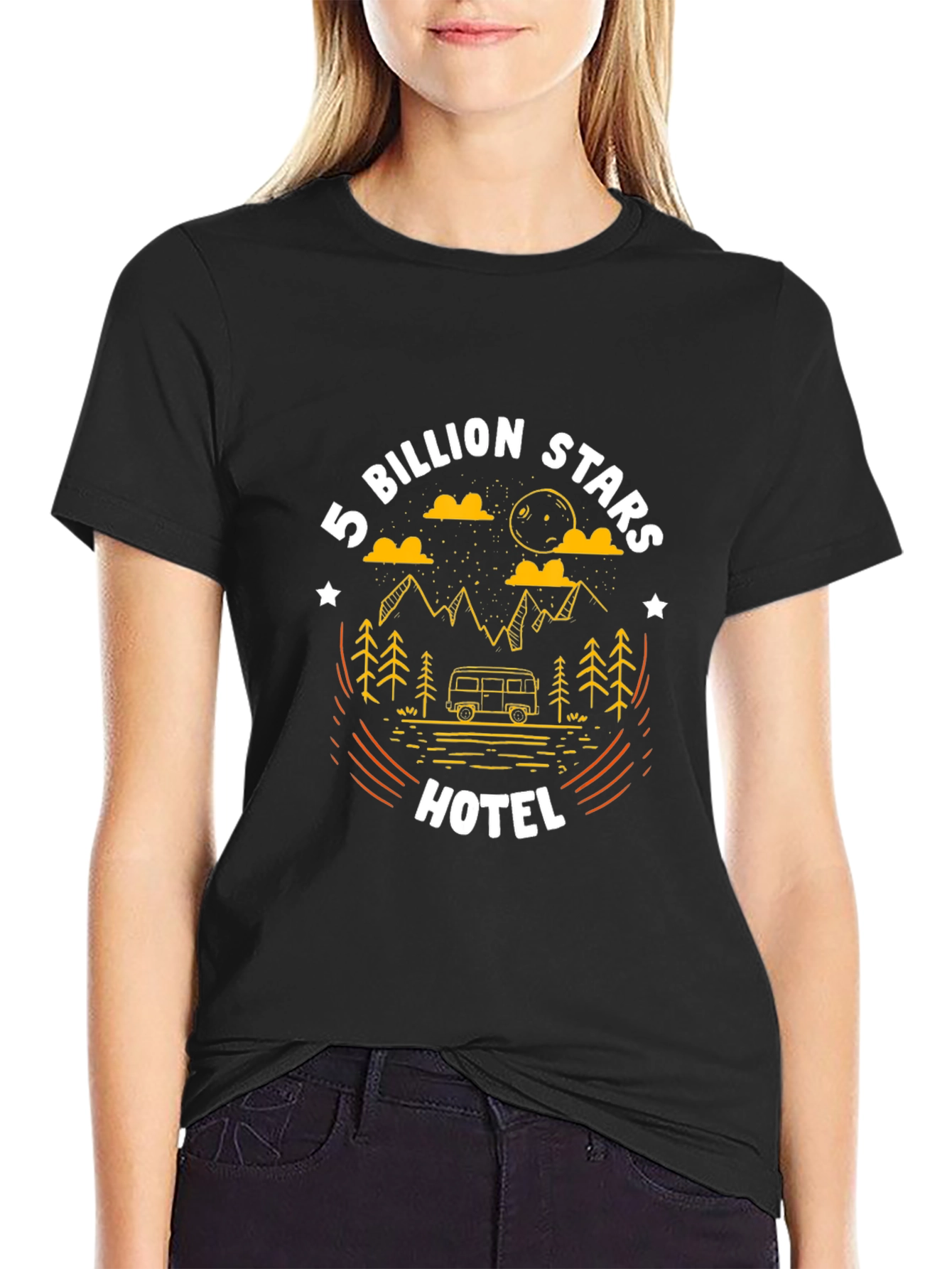 5 Billion Stars Hotel Camping Graphic T-Shirt