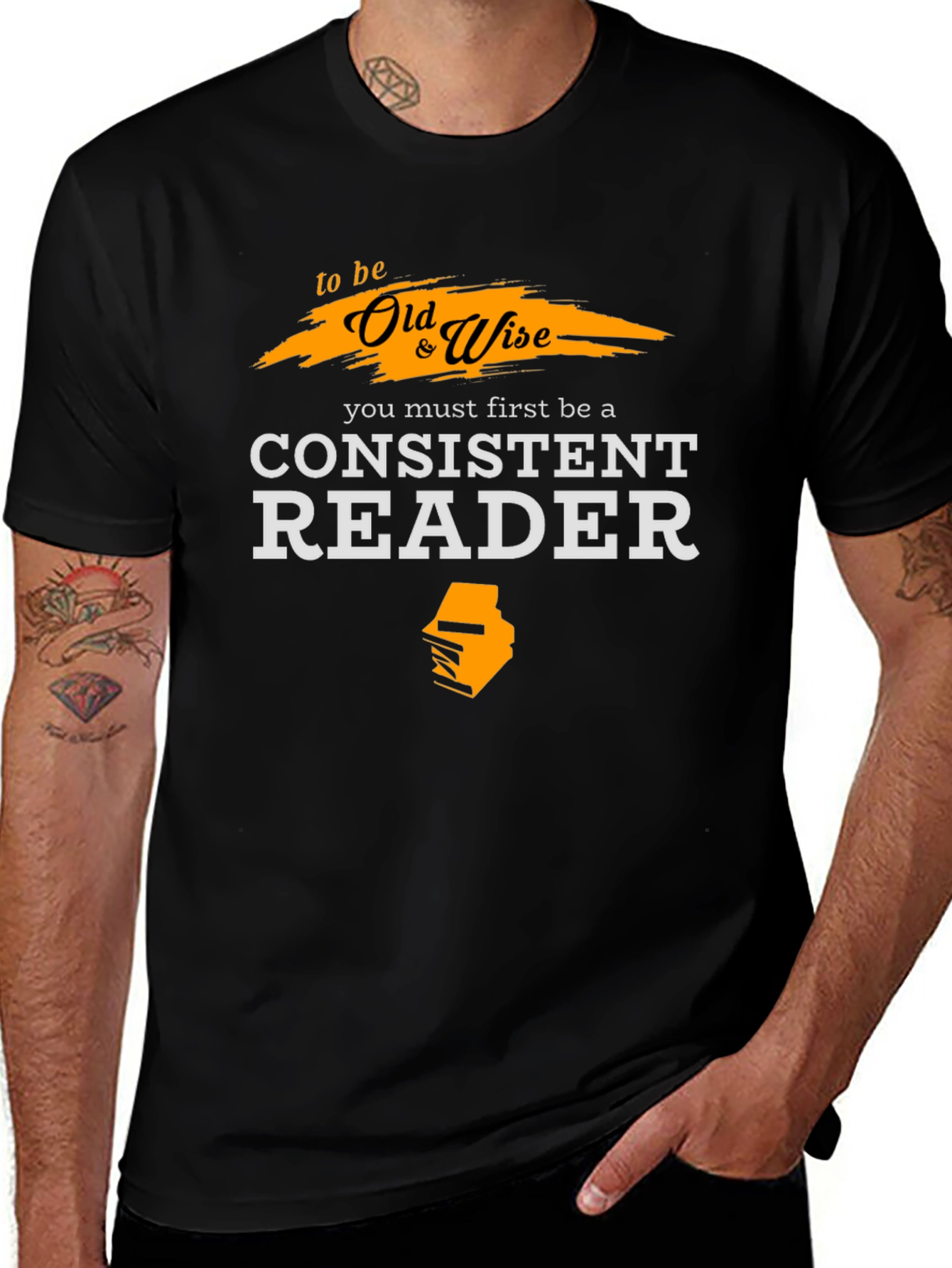 Old & Wise Reader T-Shirt - Black Cotton Tee