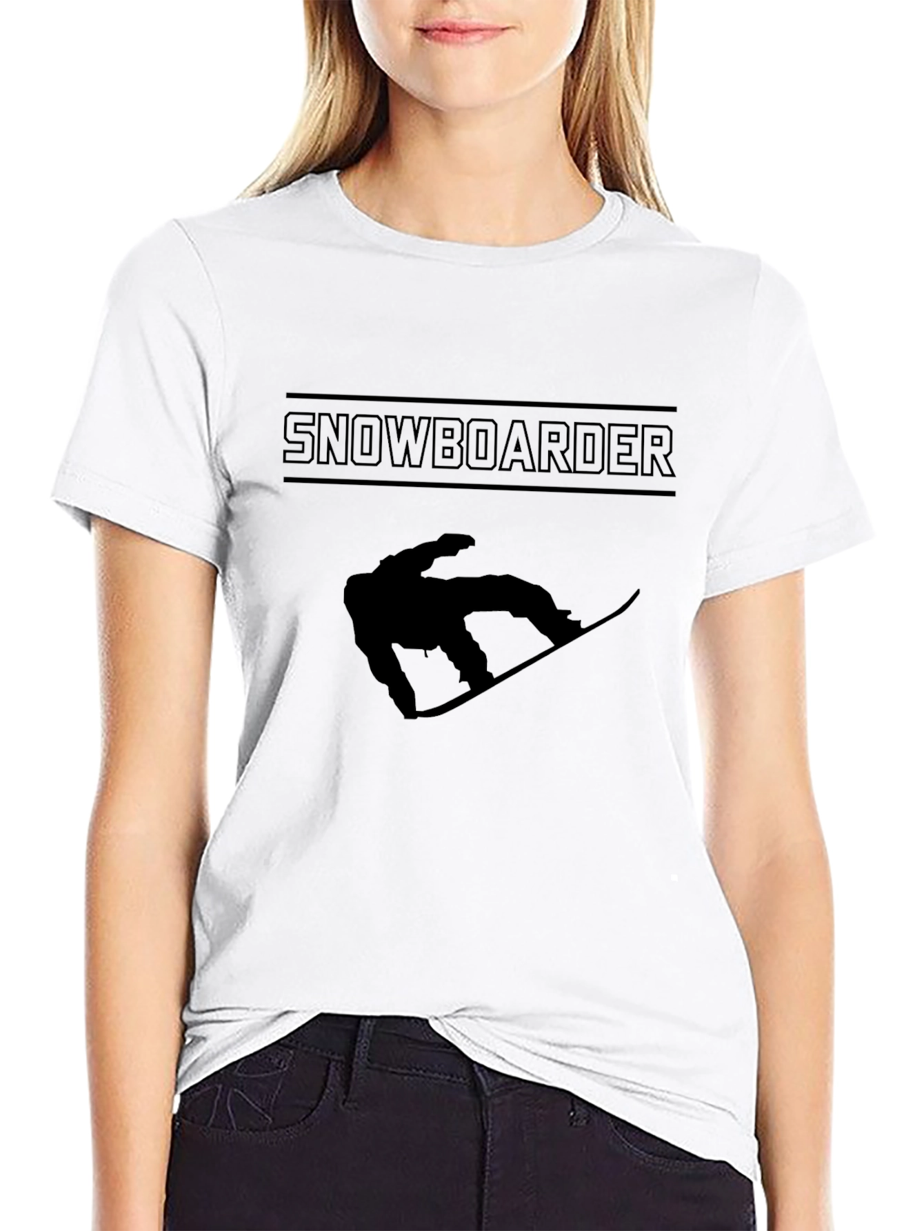 Snowboarder Graphic Tee - Black Cotton Casual T-Shirt