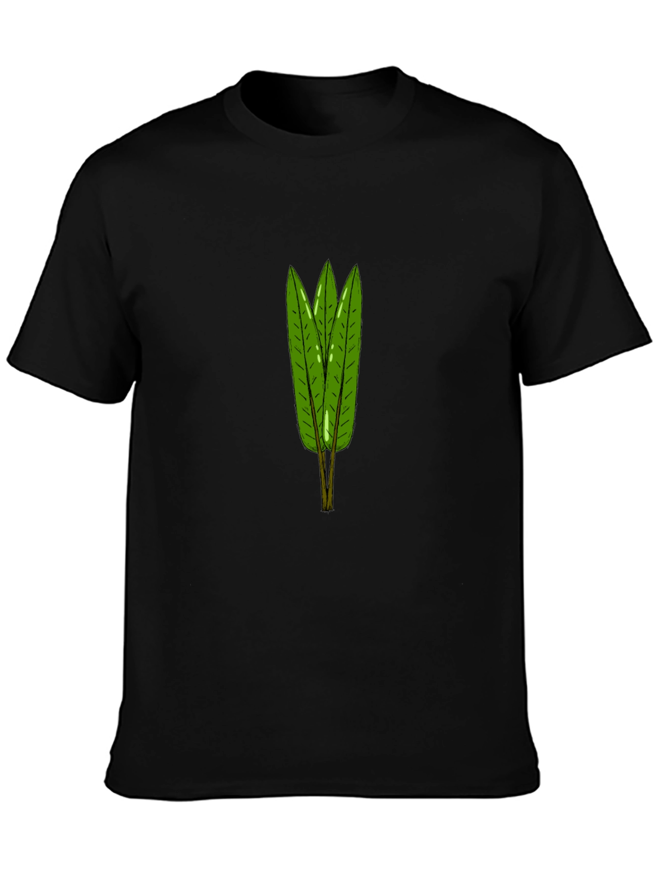 Leaf Pattern Black T-Shirt