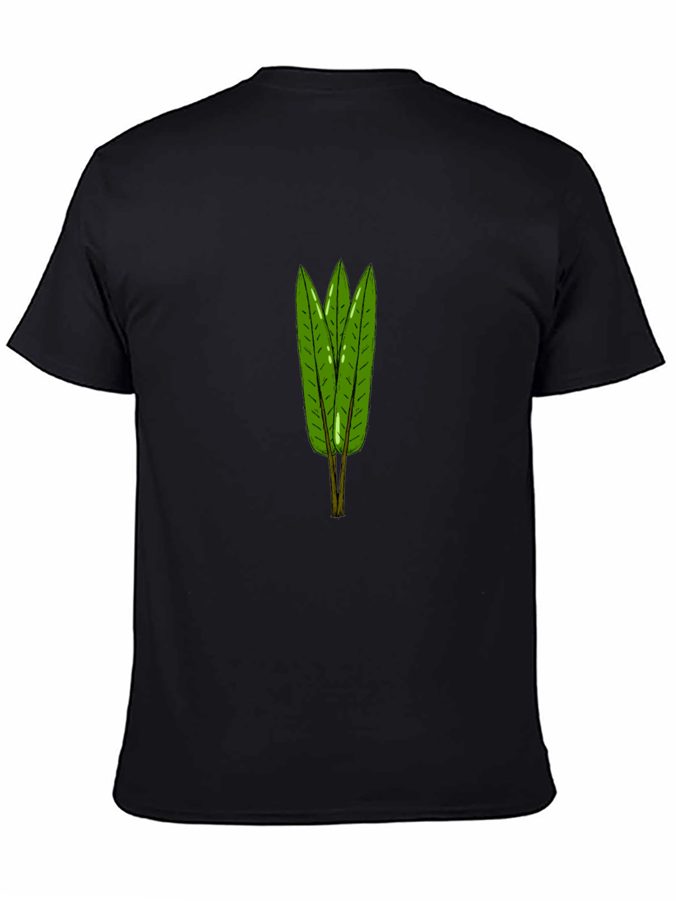 Leaf Pattern Black T-Shirt