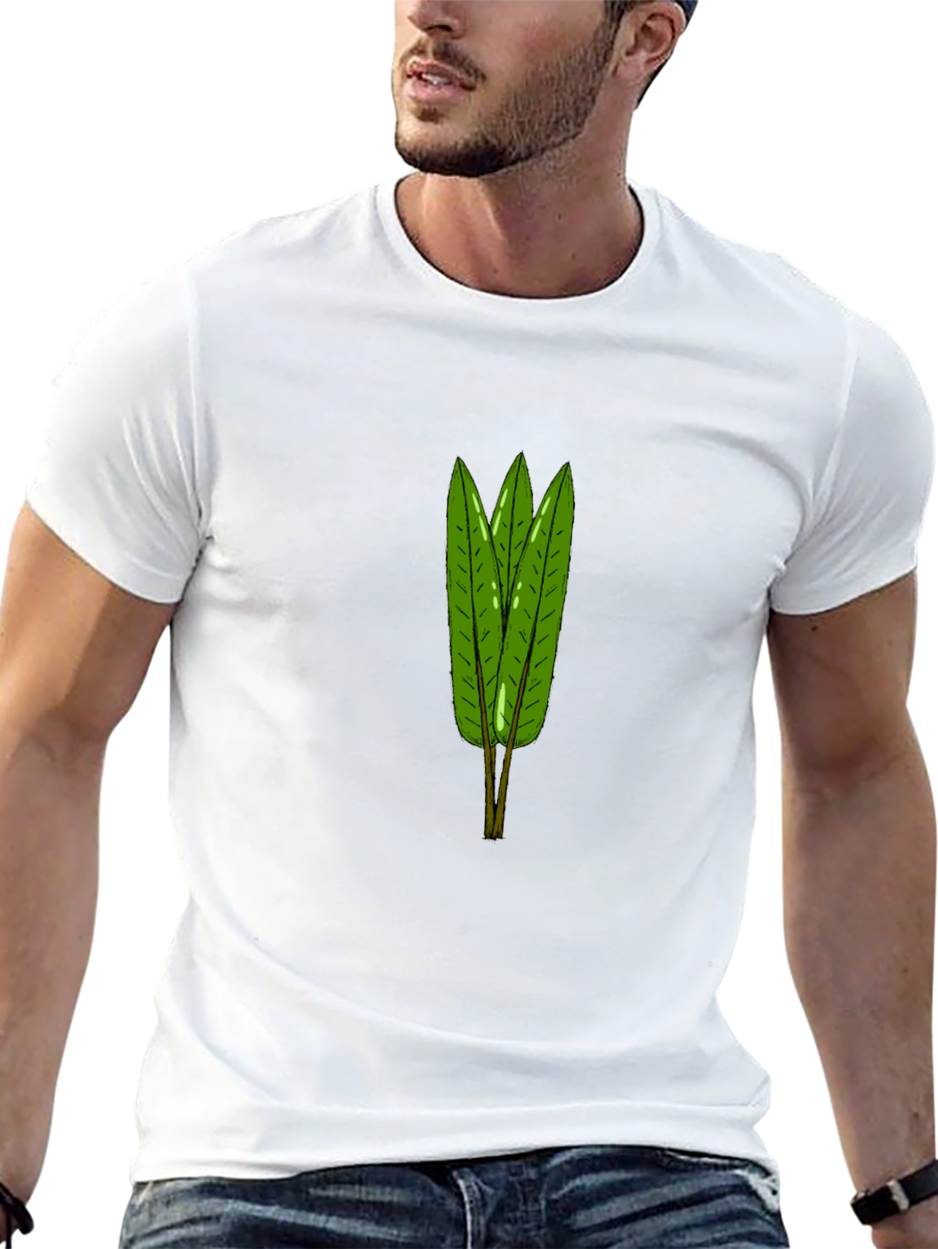 Leaf Pattern Black T-Shirt
