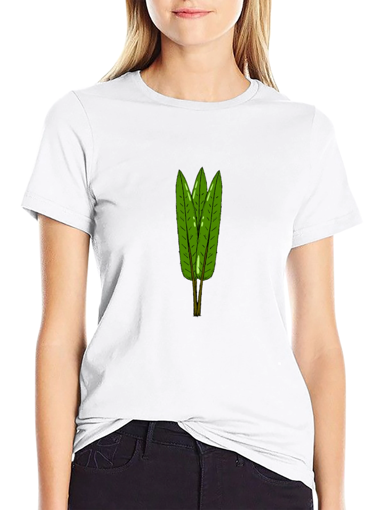 Leaf Pattern Black T-Shirt