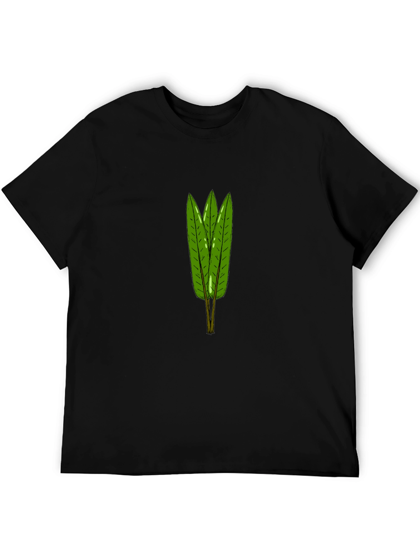 Leaf Pattern Black T-Shirt