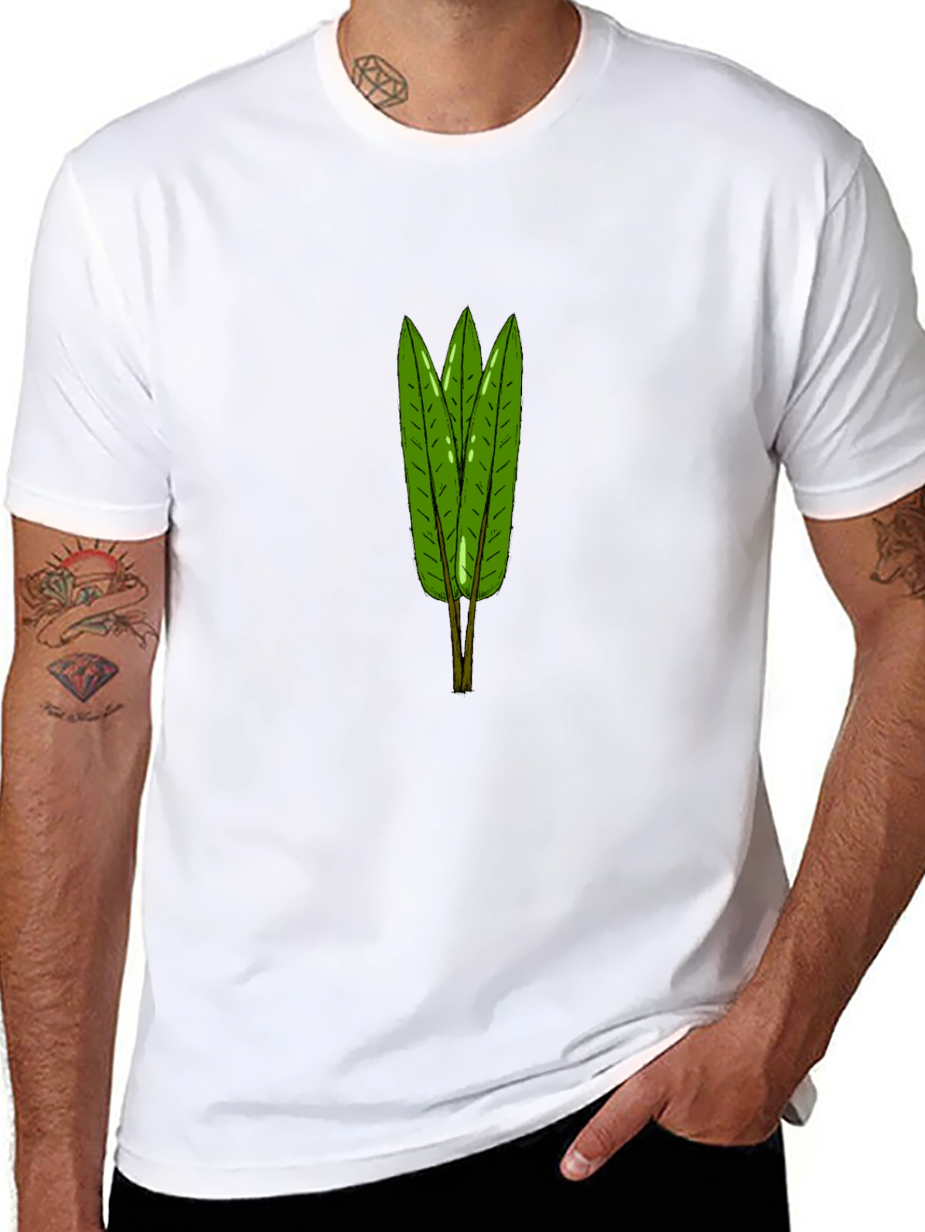 Leaf Pattern Black T-Shirt