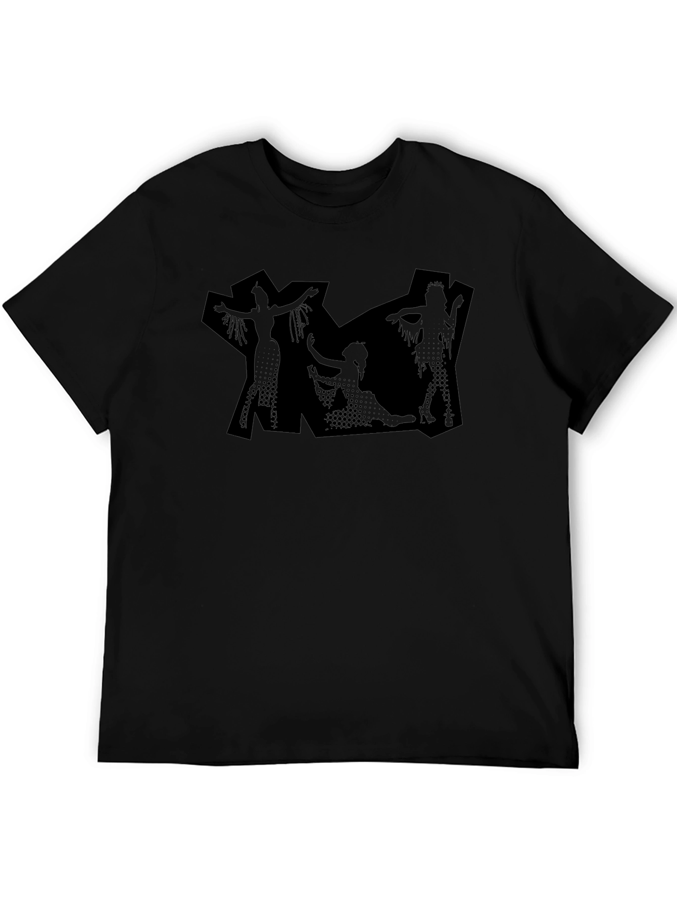 Black Graphic Print Tee - Modern Silhouette Design