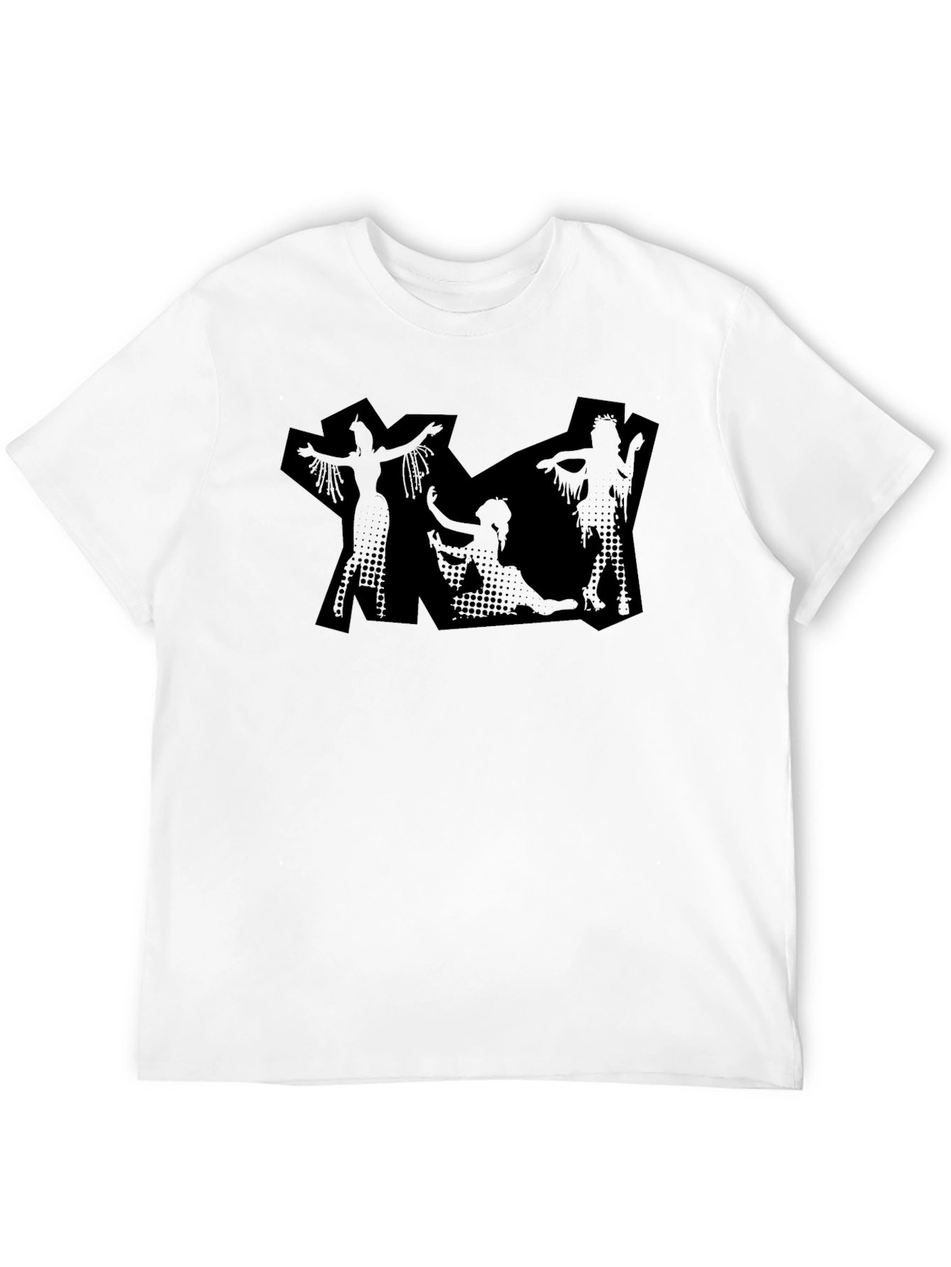 Black Graphic Print Tee - Modern Silhouette Design