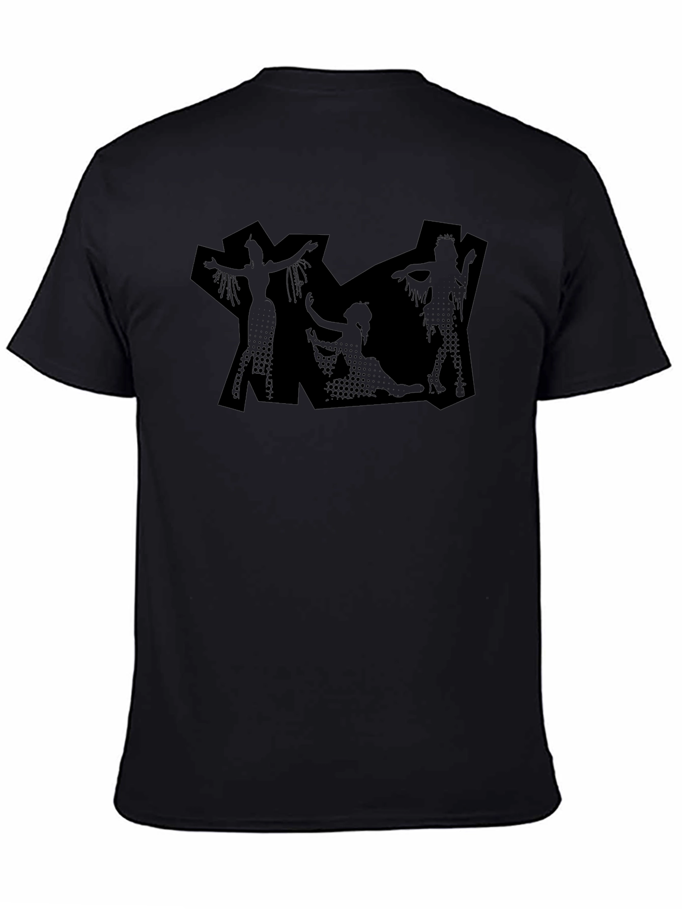 Black Graphic Print Tee - Modern Silhouette Design
