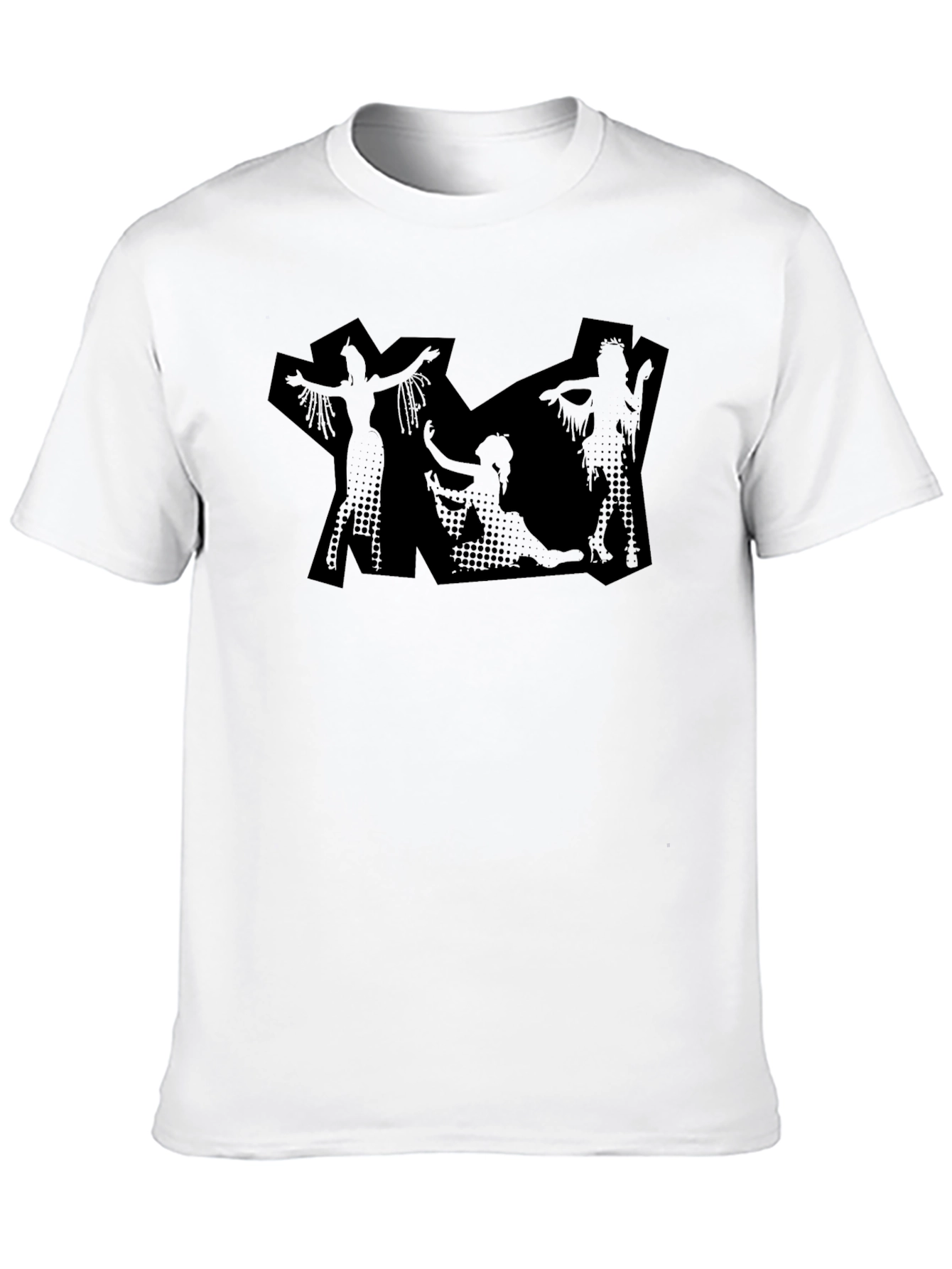 Black Graphic Print Tee - Modern Silhouette Design