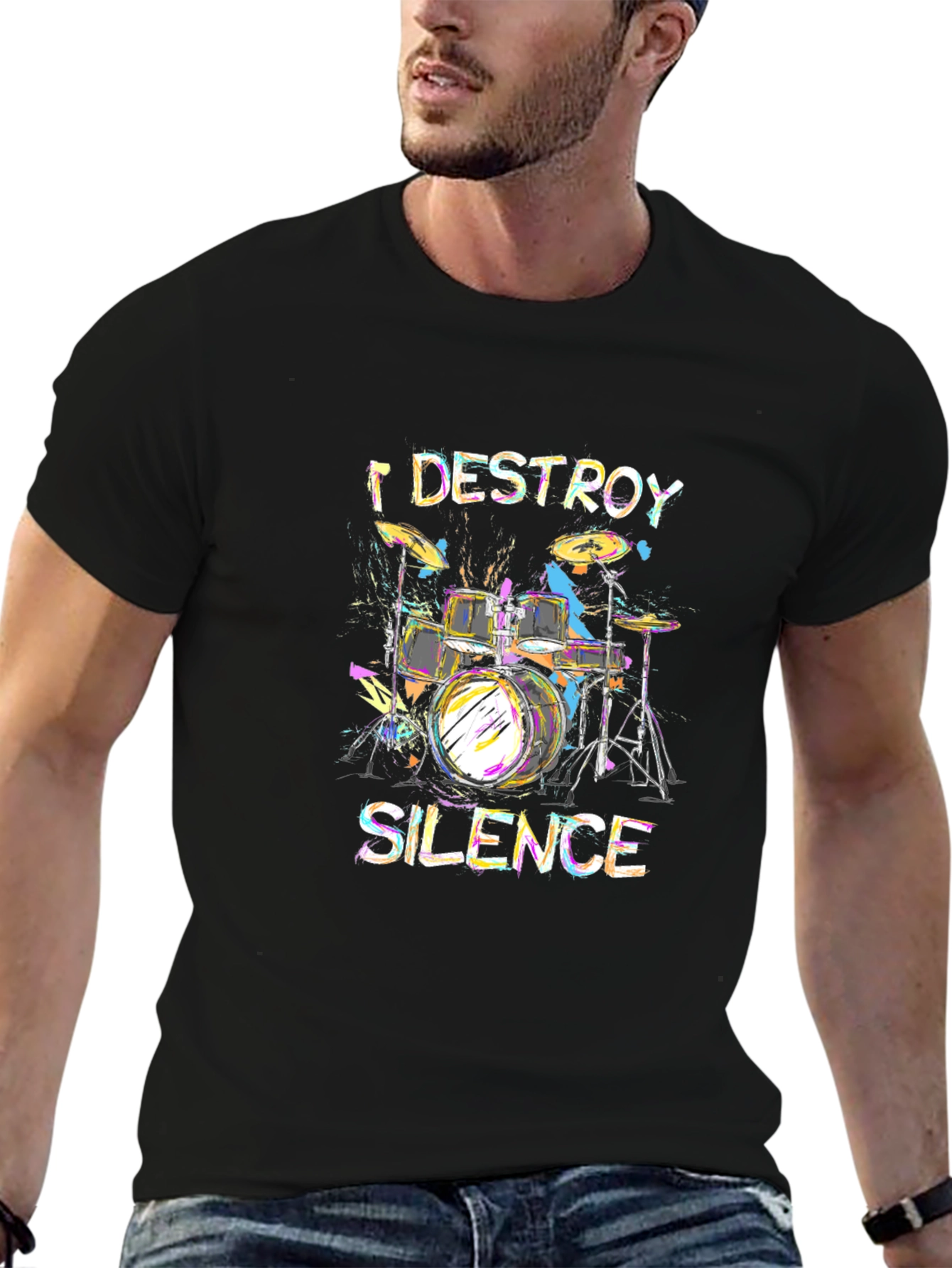 I Destroy Silence Drum Set Graphic Tee