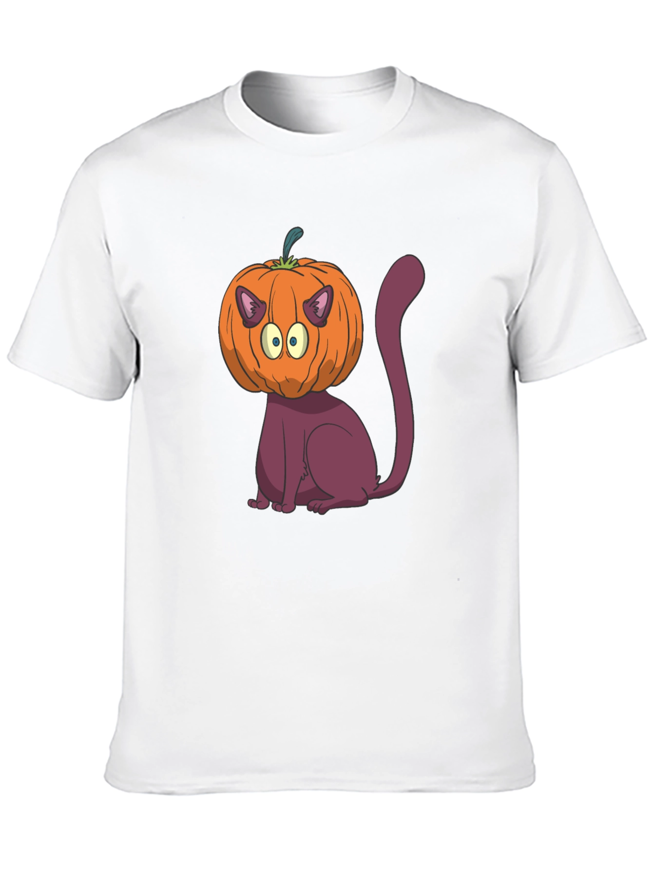 Halloween Cat Pumpkin Head T-Shirt