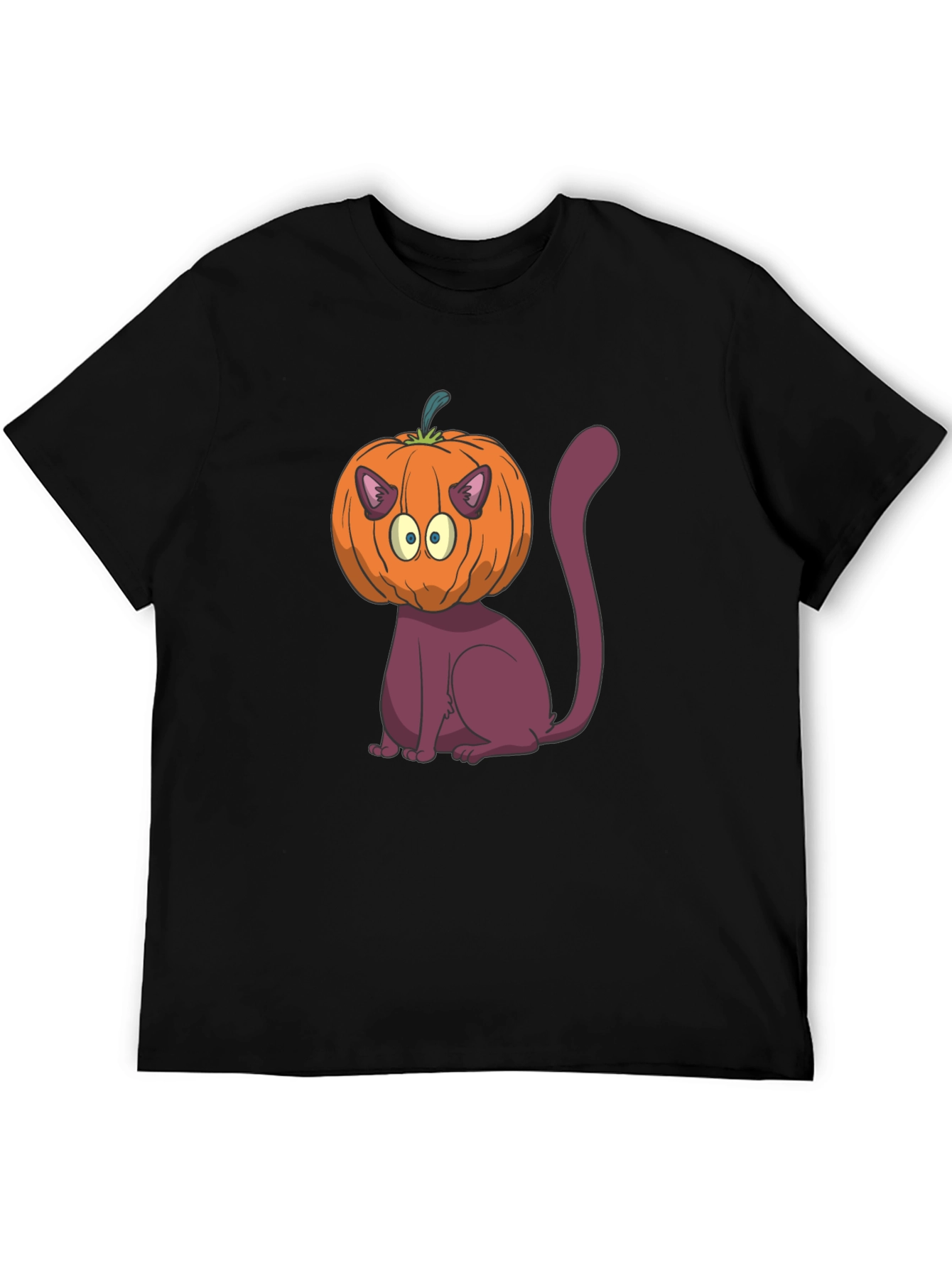 Halloween Cat Pumpkin Head T-Shirt