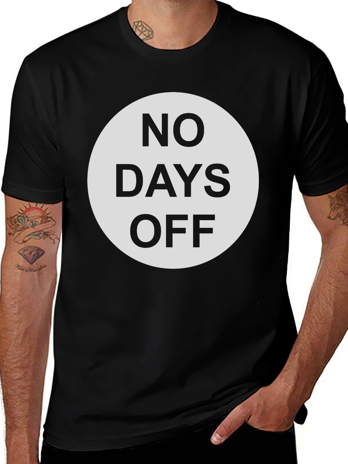 No Days Off Graphic T-Shirt - Black Casual Tee