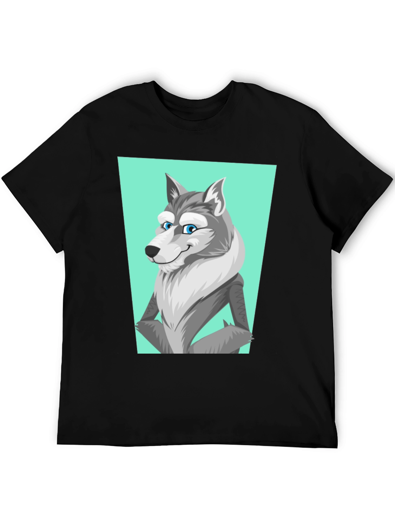 Cartoon Wolf Graphic Tee - Unisex Black T-Shirt