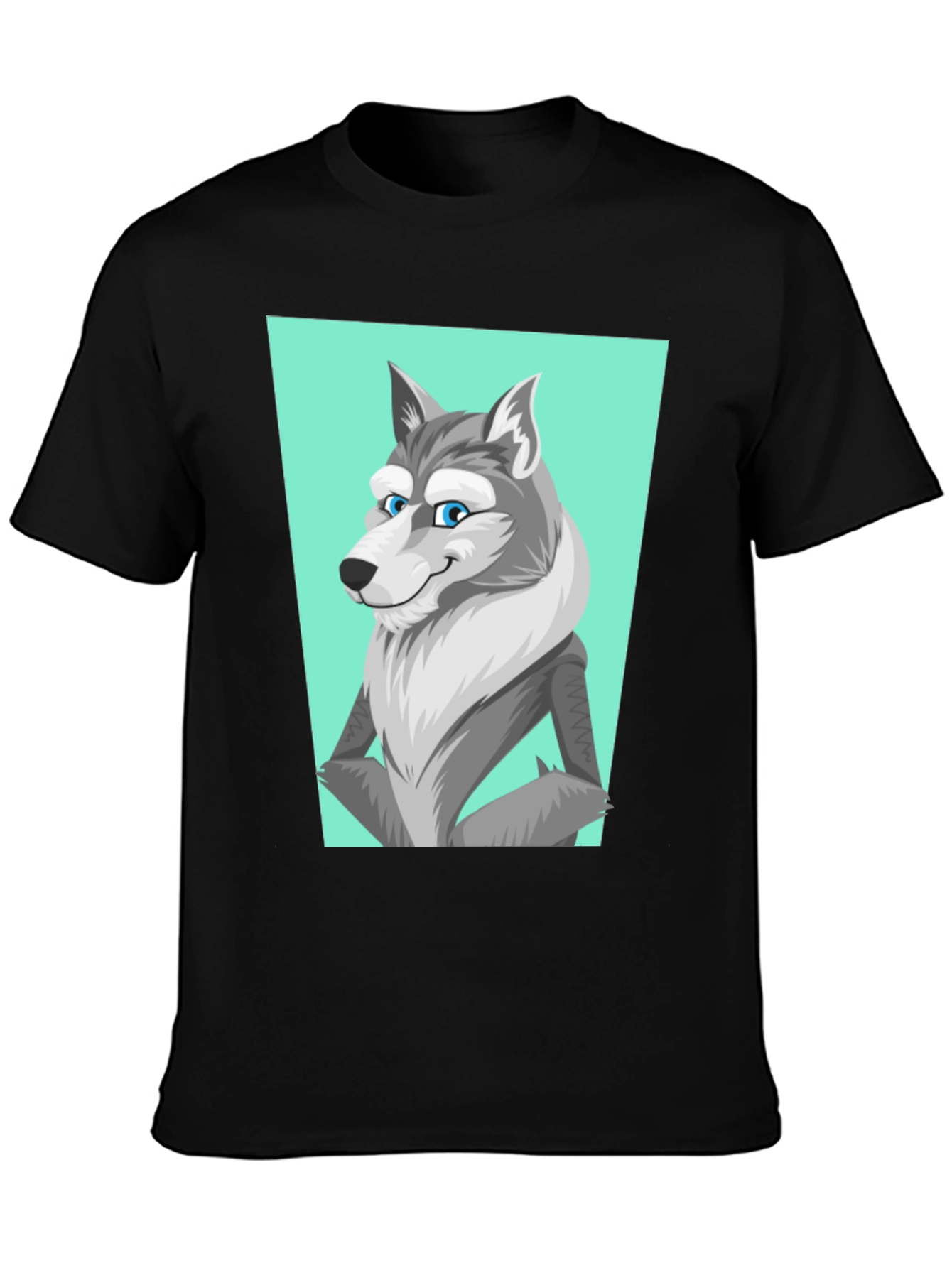 Cartoon Wolf Graphic Tee - Unisex Black T-Shirt