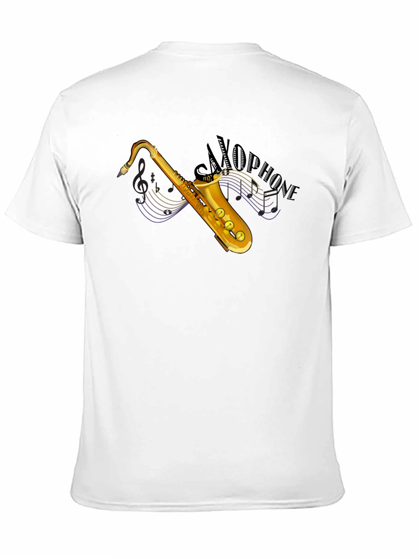 Saxophone Graphic Tee - Black Cotton T-Shirt