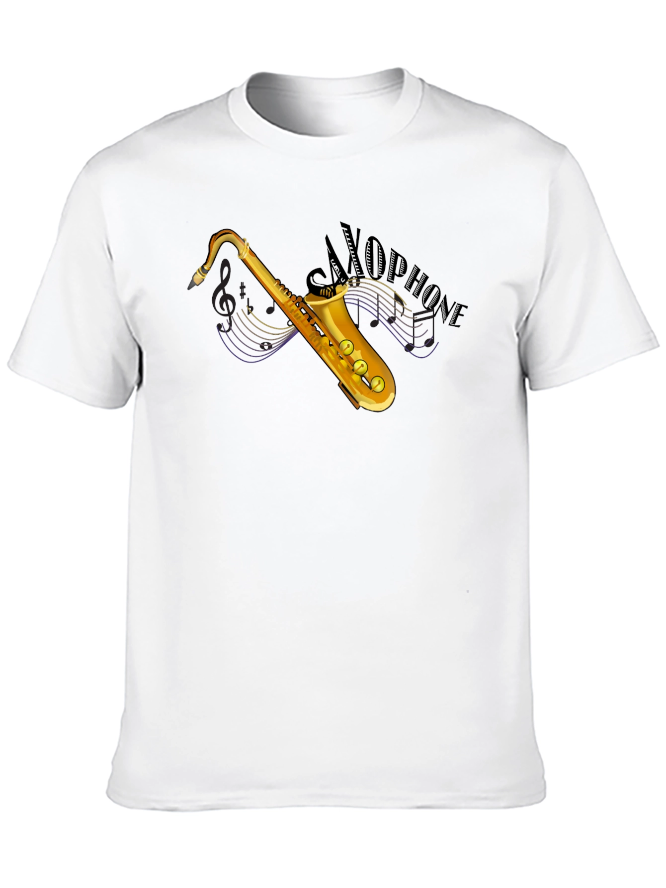 Saxophone Graphic Tee - Black Cotton T-Shirt