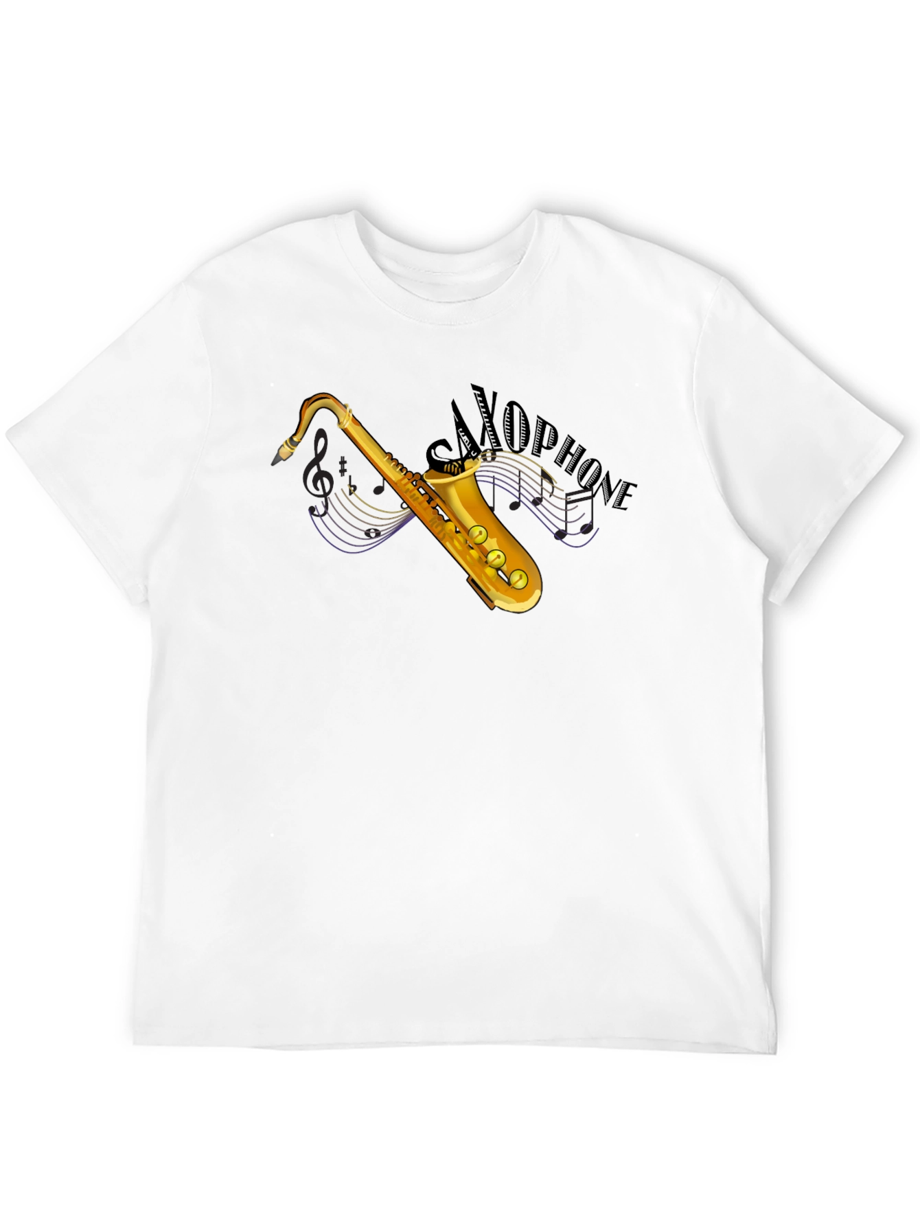 Saxophone Graphic Tee - Black Cotton T-Shirt