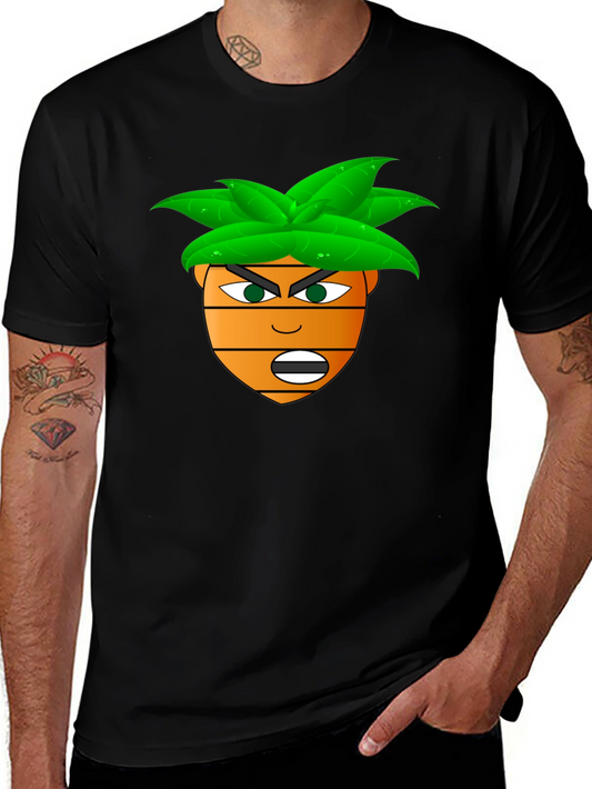 Funny Cartoon Carrot Head T-Shirt - Black