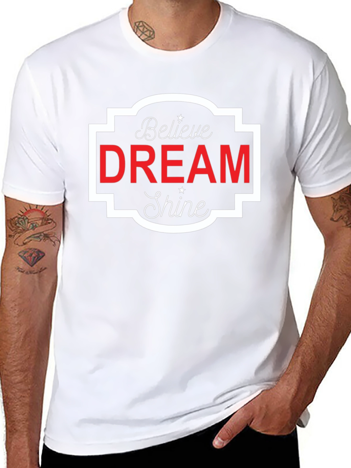 Believe Dream Shine Black Graphic Tee
