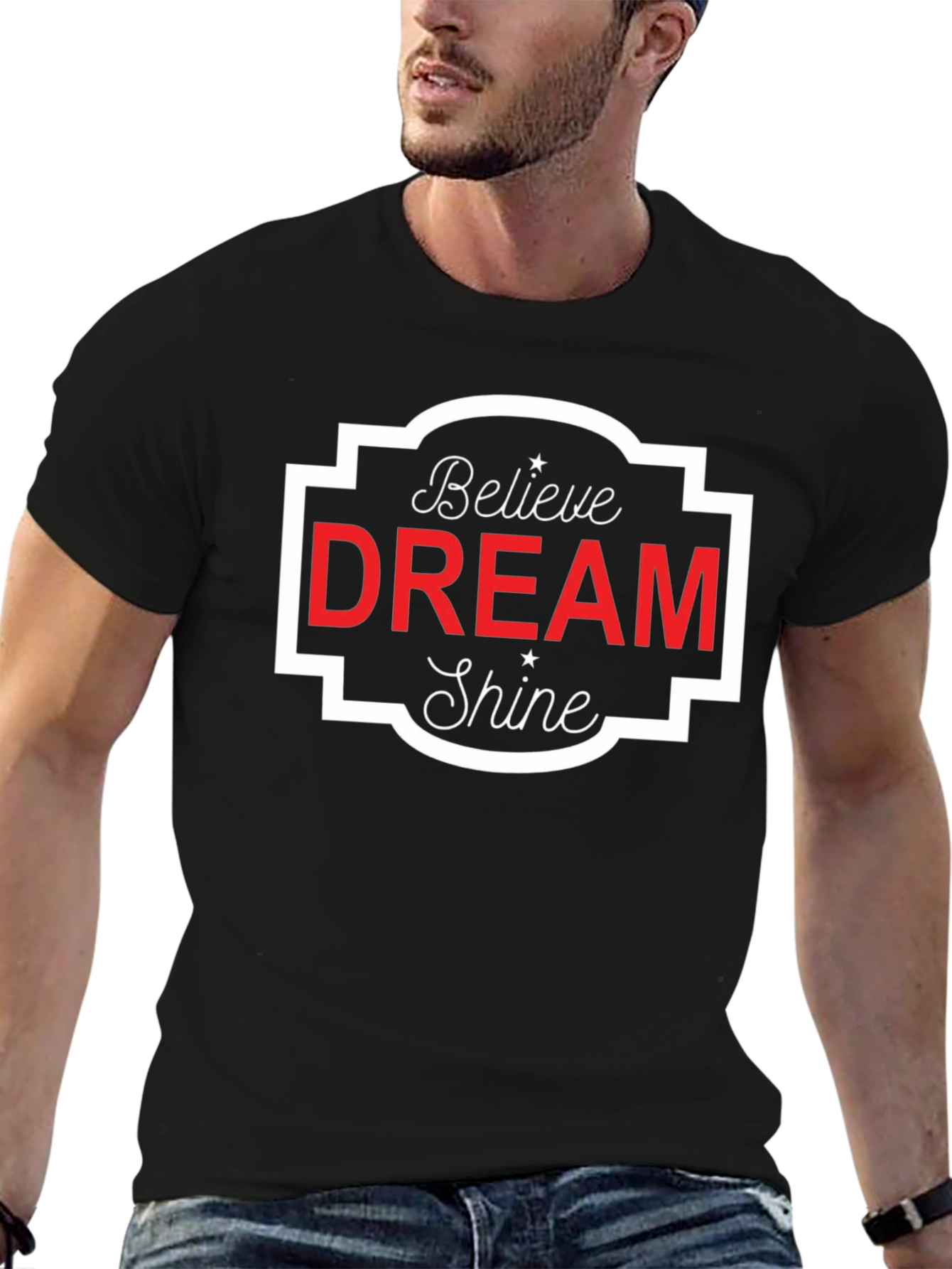 Believe Dream Shine Black Graphic Tee