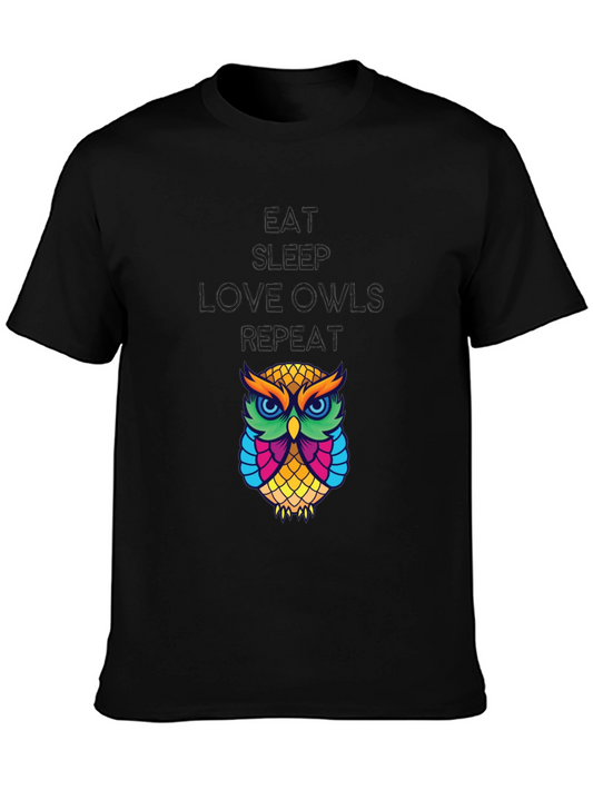 Eat Sleep Love Owls Repeat Graphic Tee