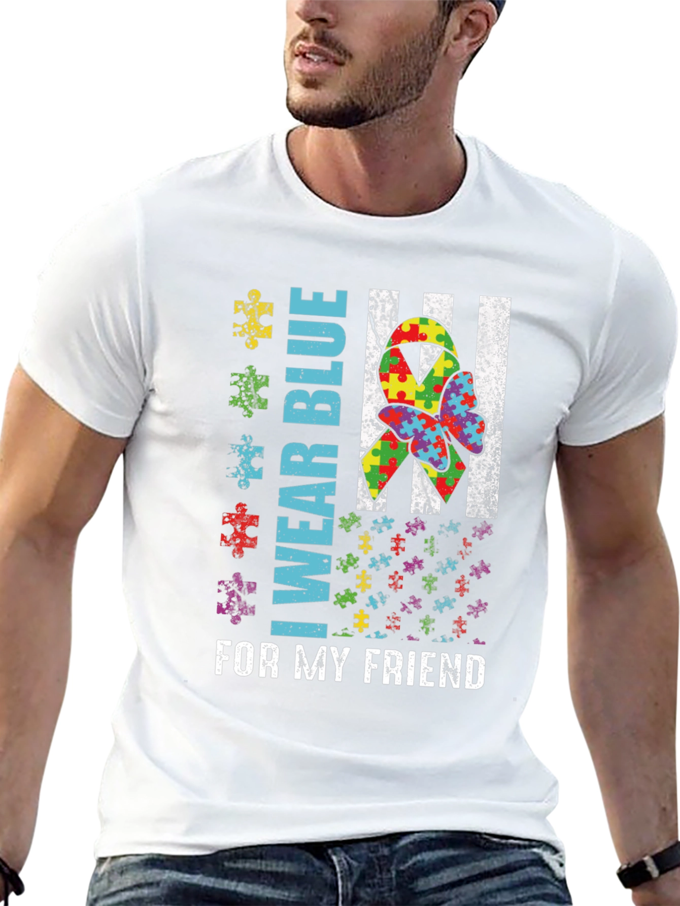 Autism Awareness I Wear Blue Graphic Tee