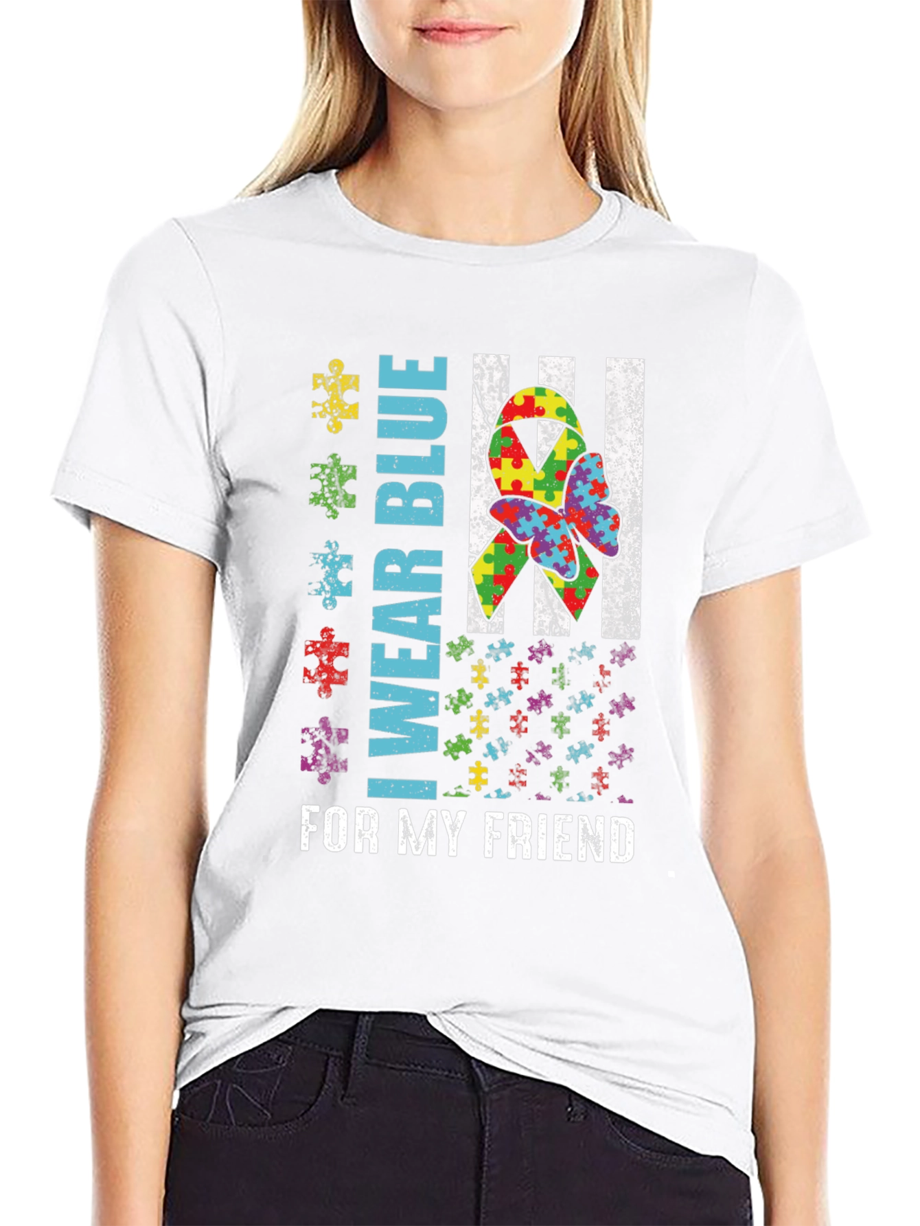 Autism Awareness I Wear Blue Graphic Tee