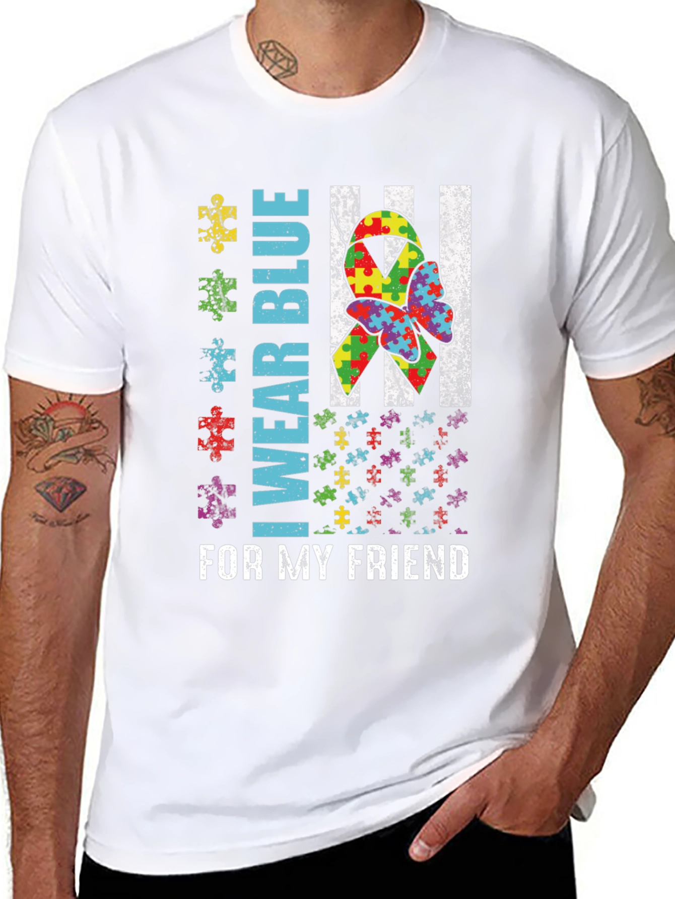 Autism Awareness I Wear Blue Graphic Tee