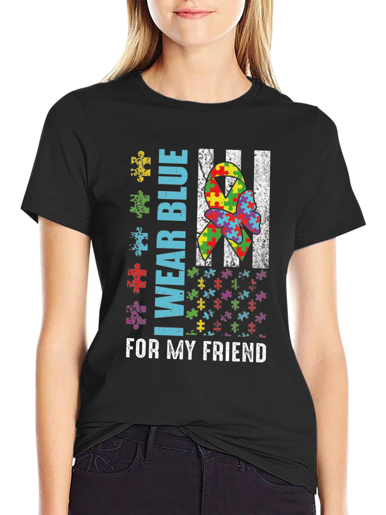 Autism Awareness I Wear Blue Graphic Tee