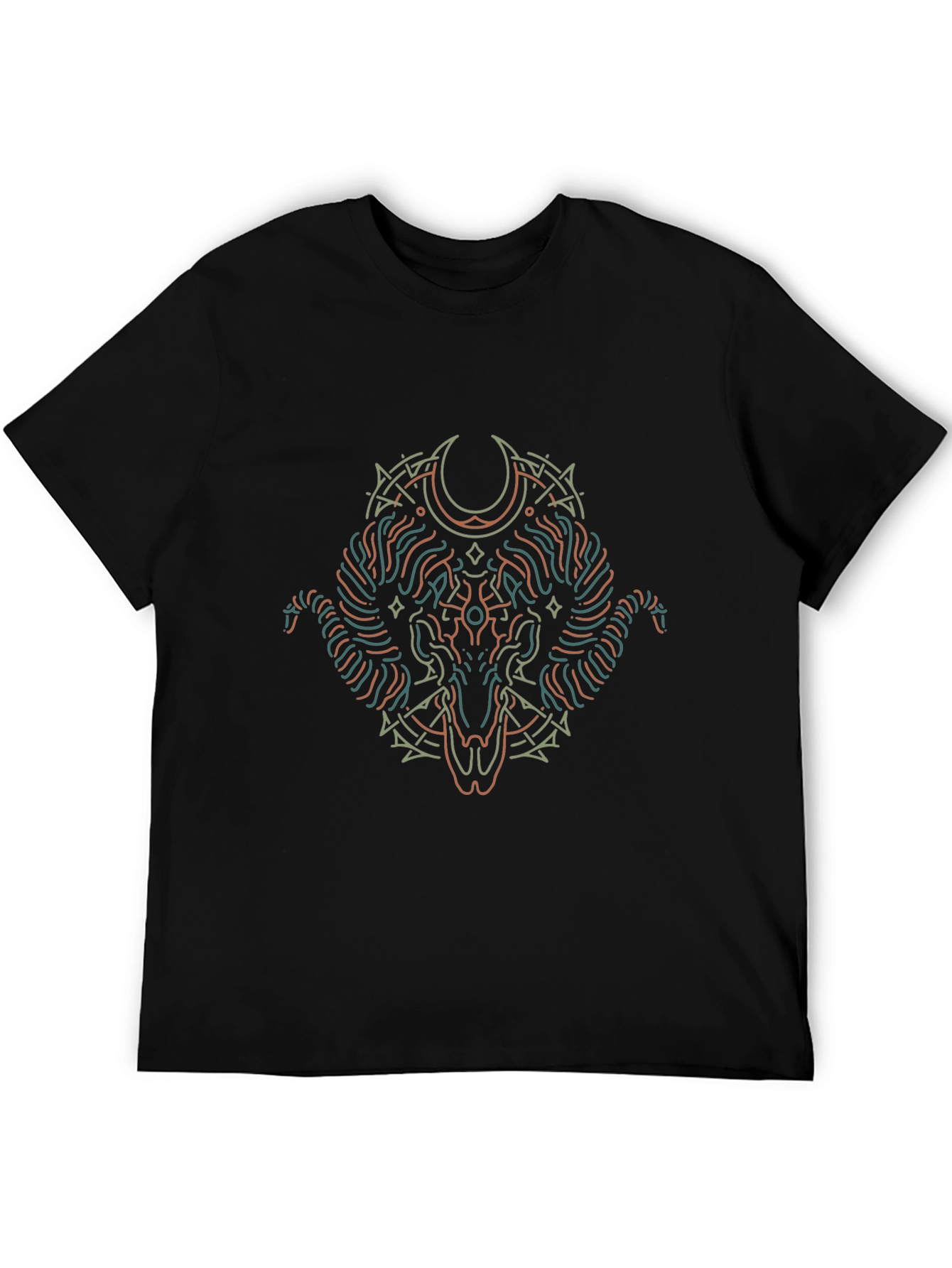 Occult Ram Graphic Tee - Stylish Black Cotton T-Shirt
