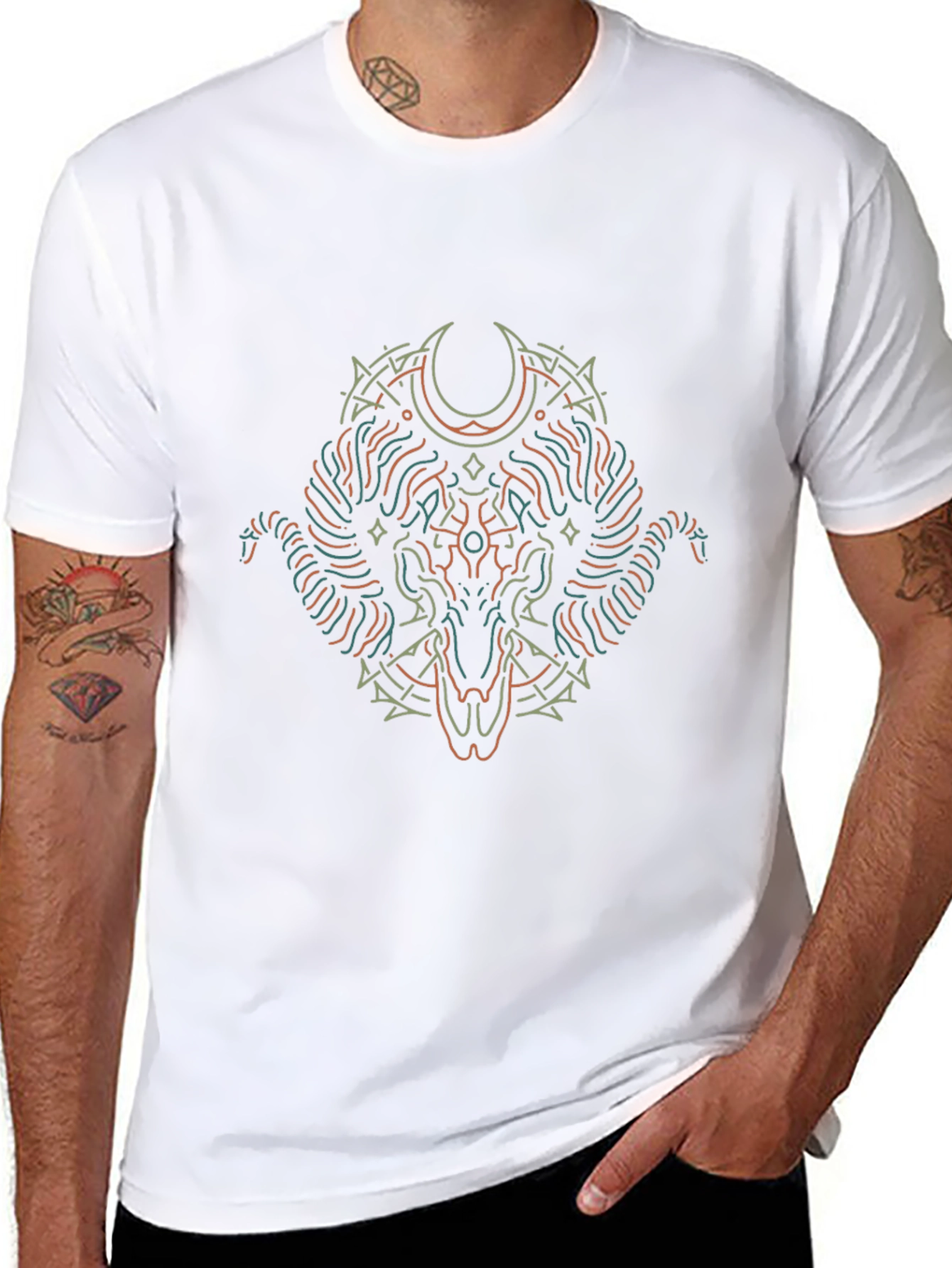 Occult Ram Graphic Tee - Stylish Black Cotton T-Shirt