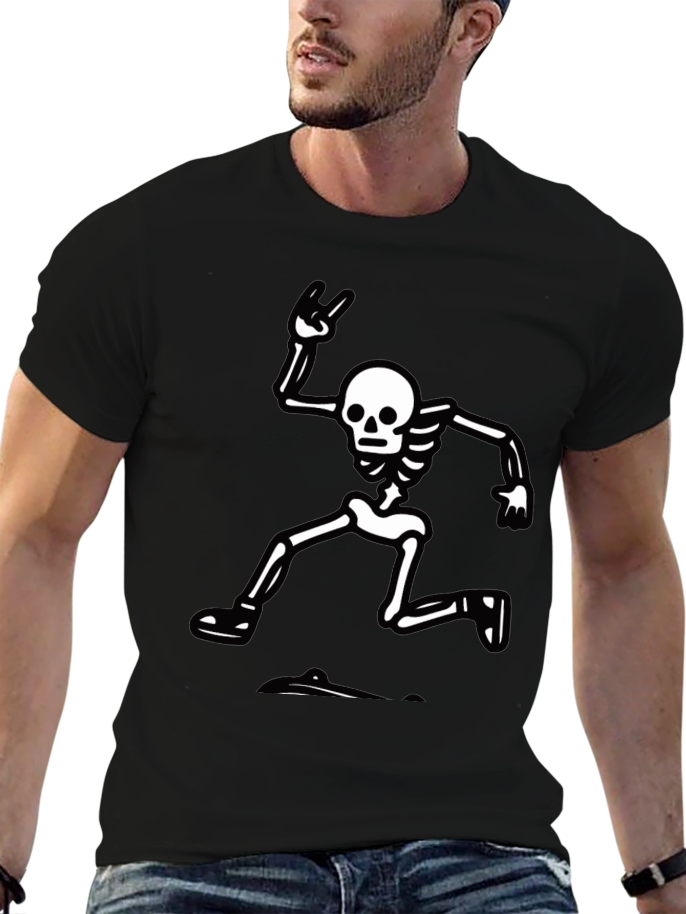 Skeleton Rock Hand T-Shirt - Black