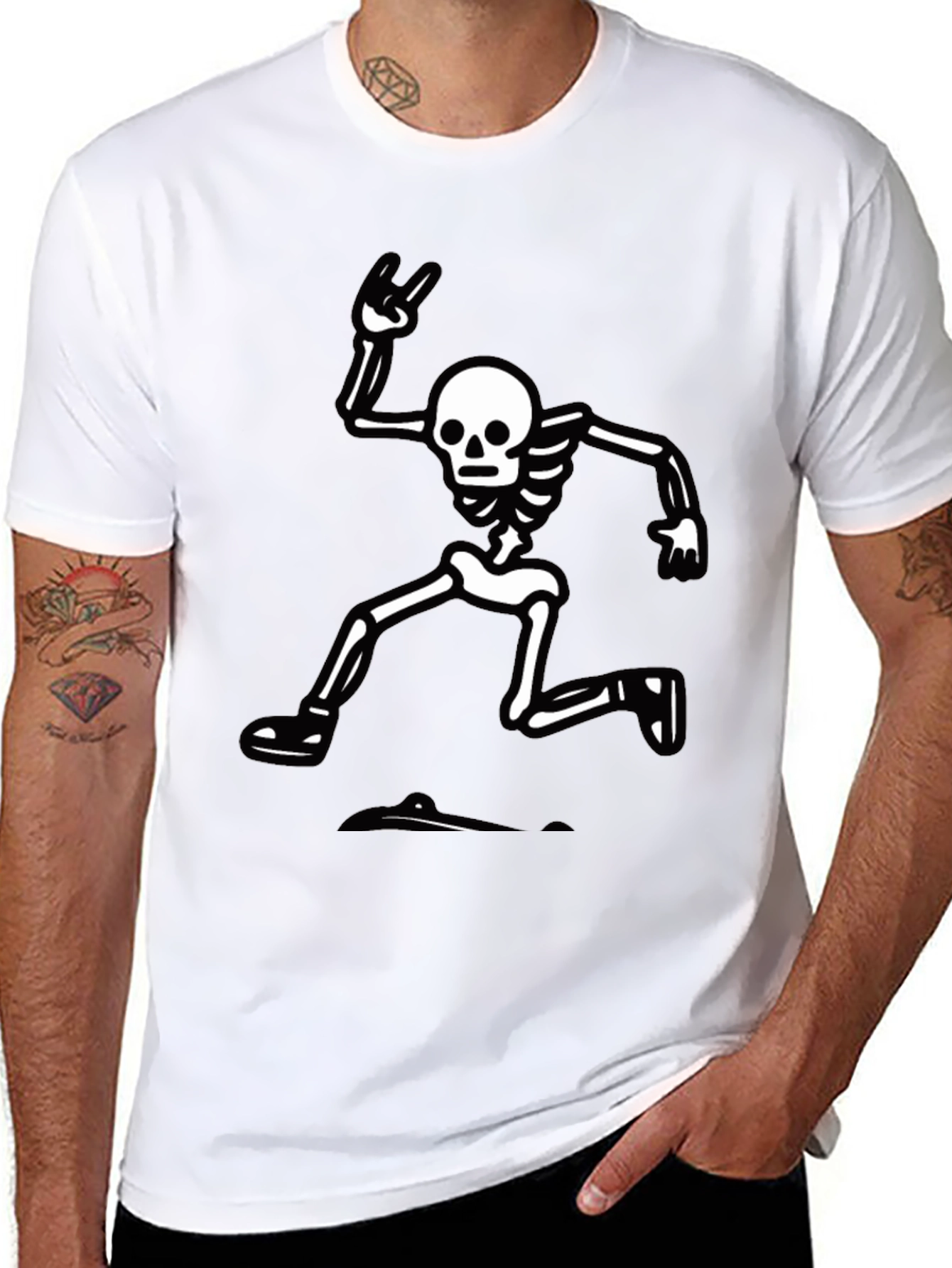 Skeleton Rock Hand T-Shirt - Black