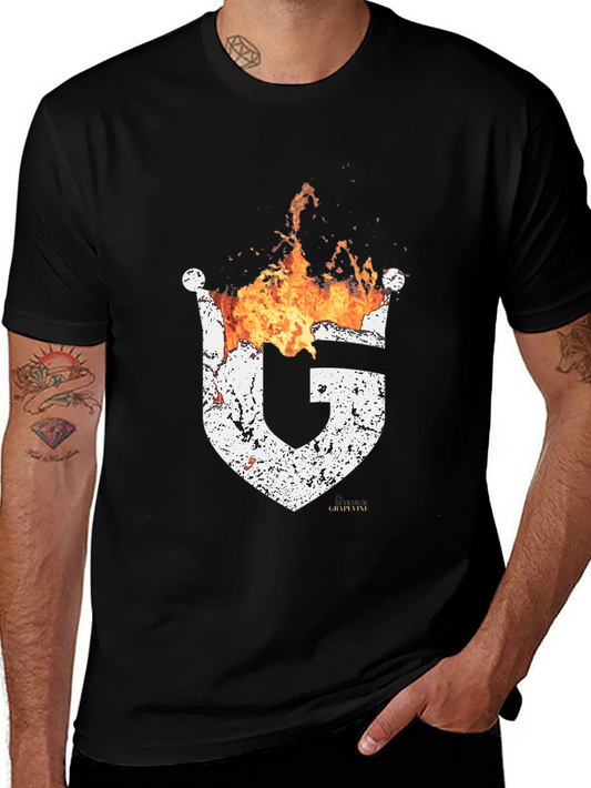 Fiery Emblem Tee - Black Graphic T-Shirt