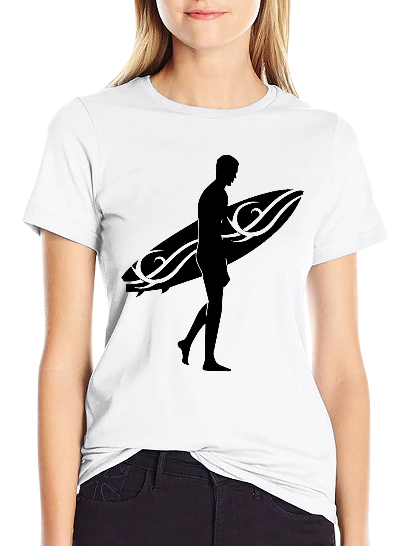 Black Surfer Silhouette T-Shirt