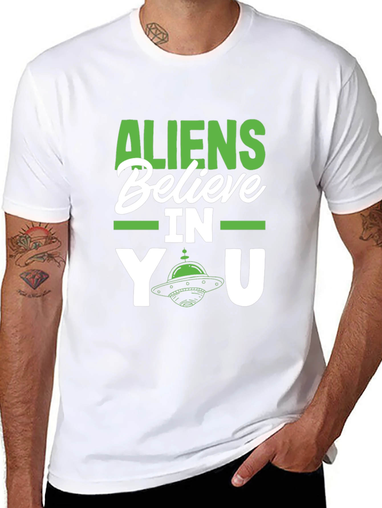 Aliens Believe in You Graphic Tee - UFO T-Shirt