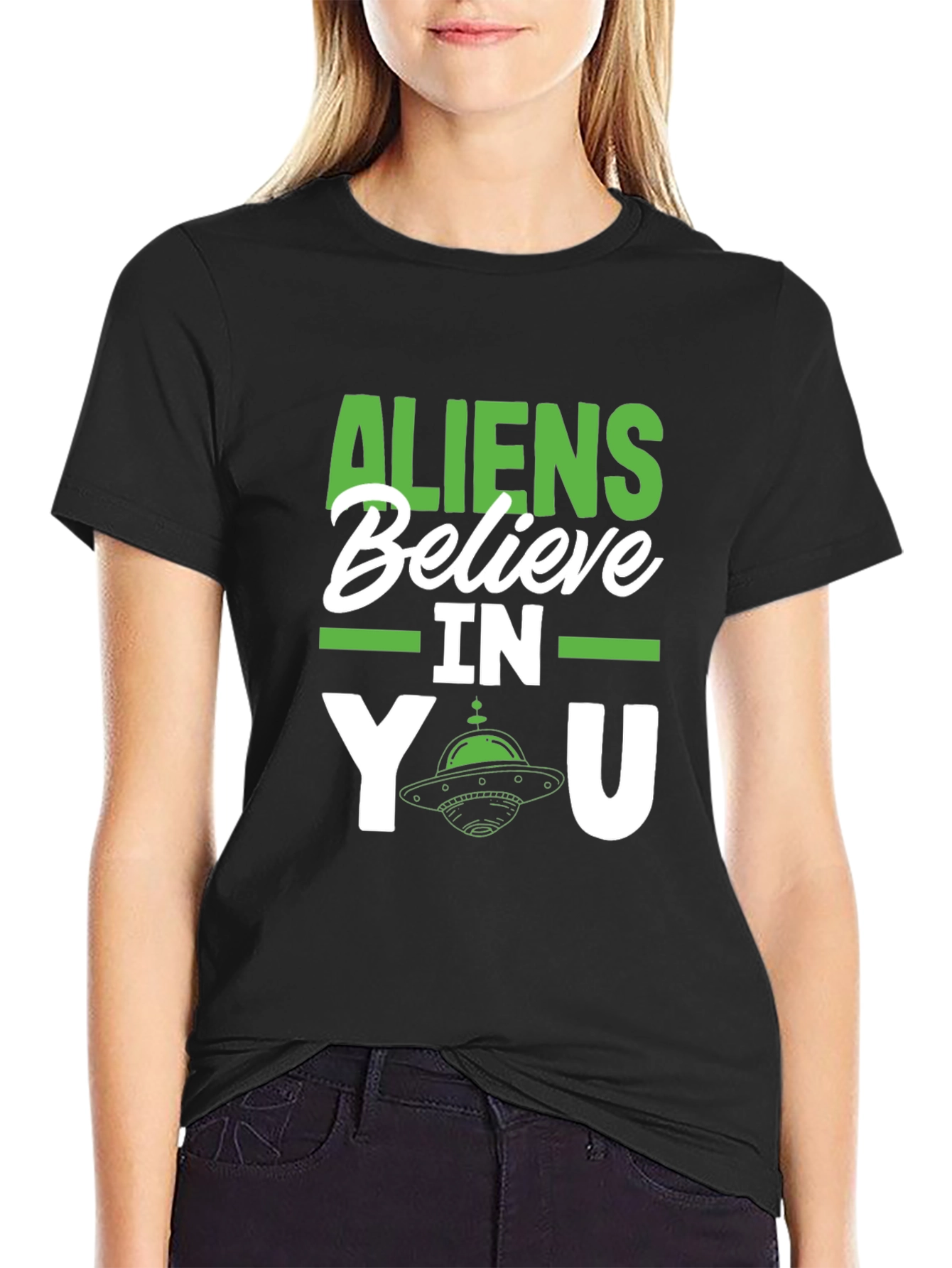 Aliens Believe in You Graphic Tee - UFO T-Shirt