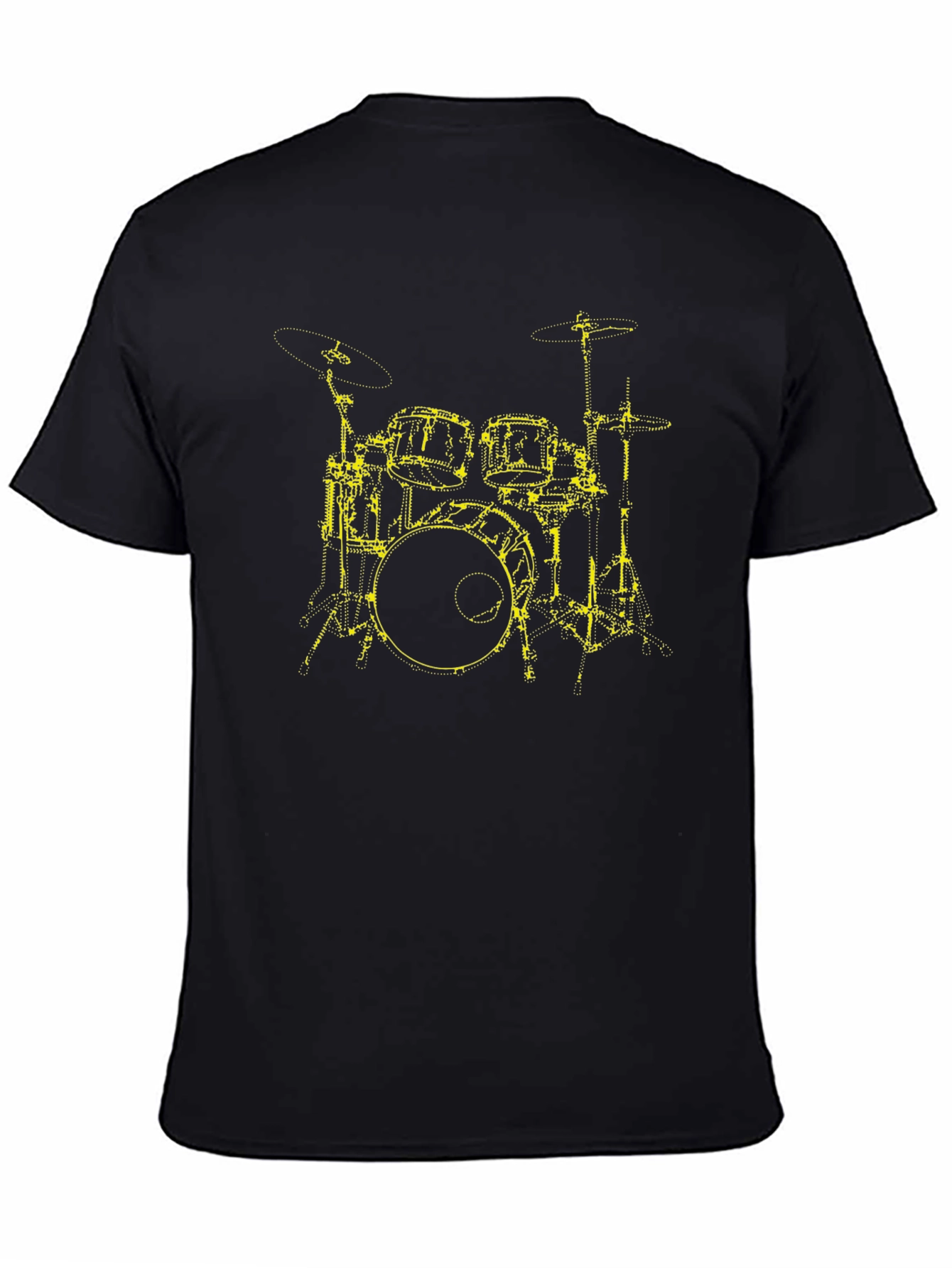 Drum Kit Outline Black T-Shirt
