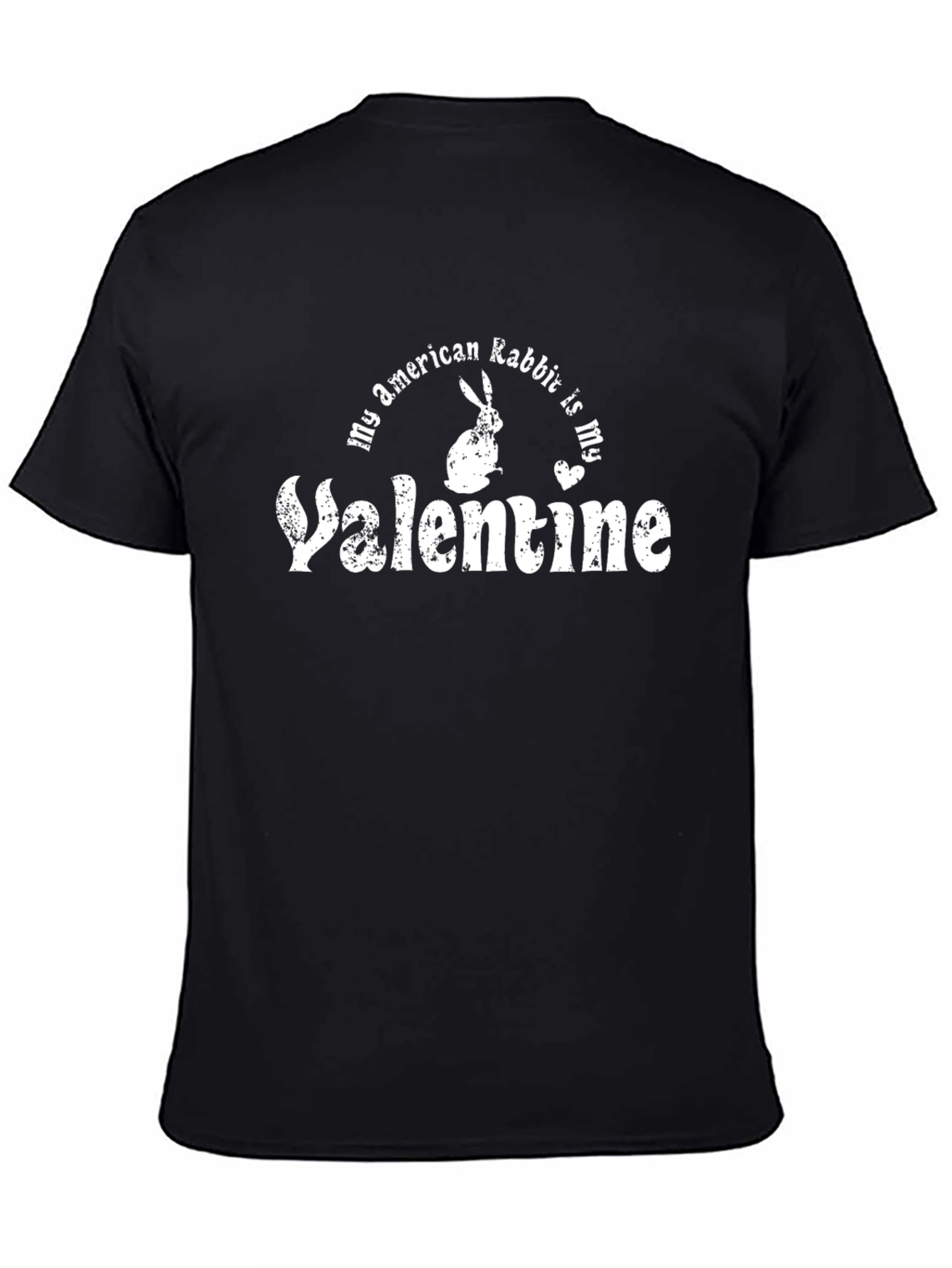Rabbit Valentine T-Shirt - Unisex Black Cotton Tee