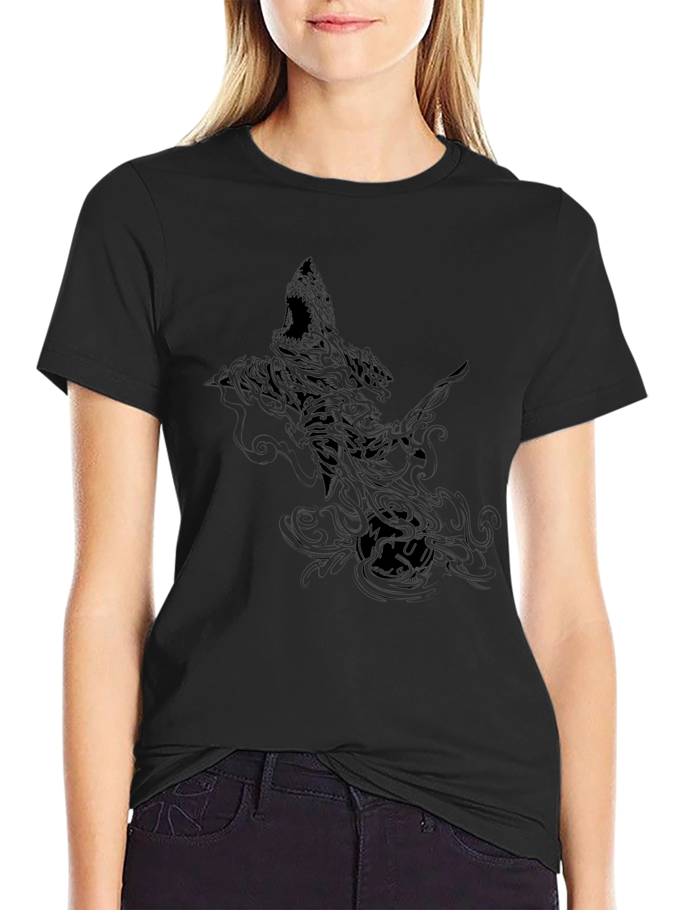 Mens Black Shark Graphic T-Shirt