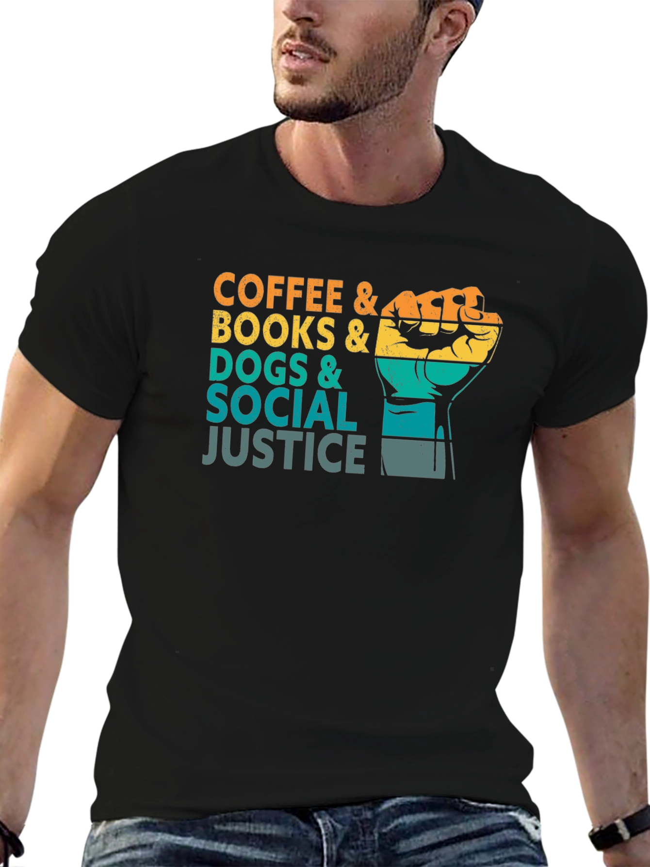 Coffee Books Dogs Social Justice T-Shirt