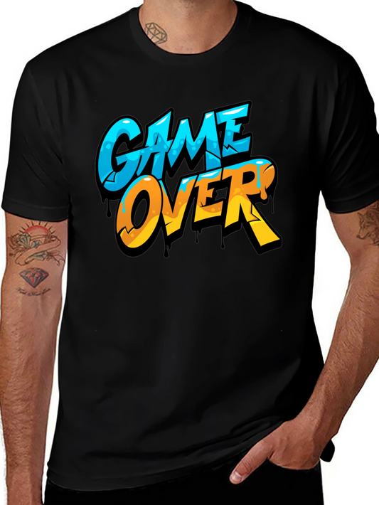 Game Over Graphic Print Crew Neck T-Shirt