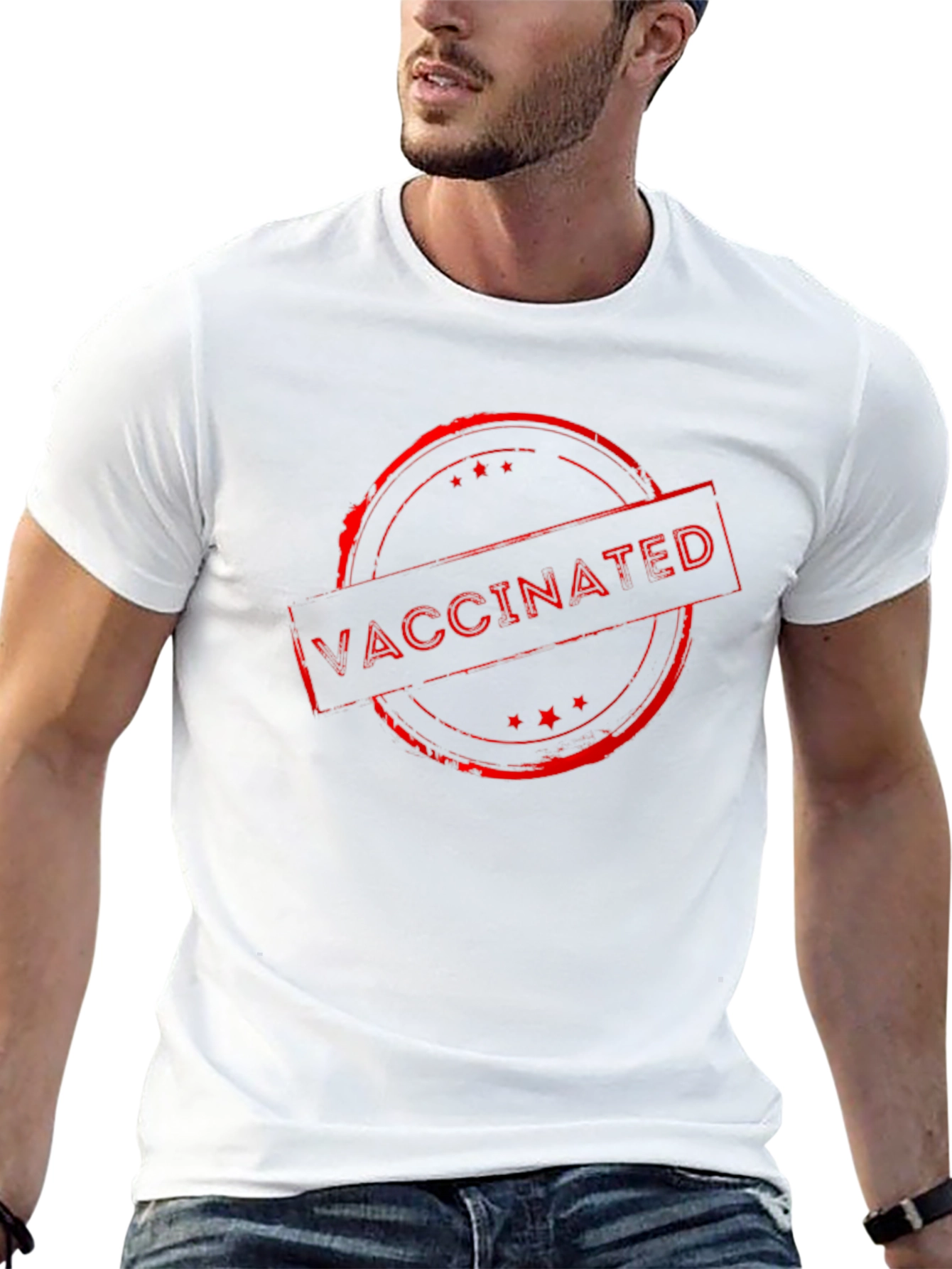 Vaccinated Stamp Graphic Tee - Black