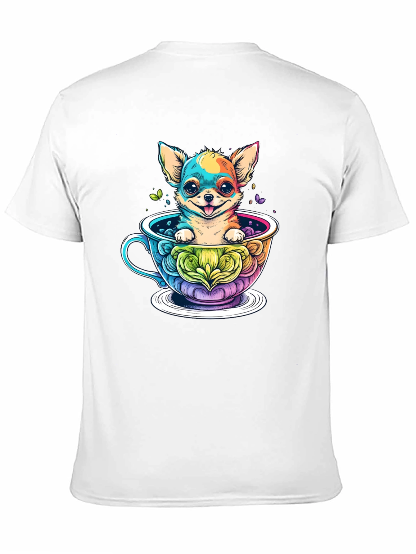 Chihuahua in Teacup Graphic Black T-Shirt