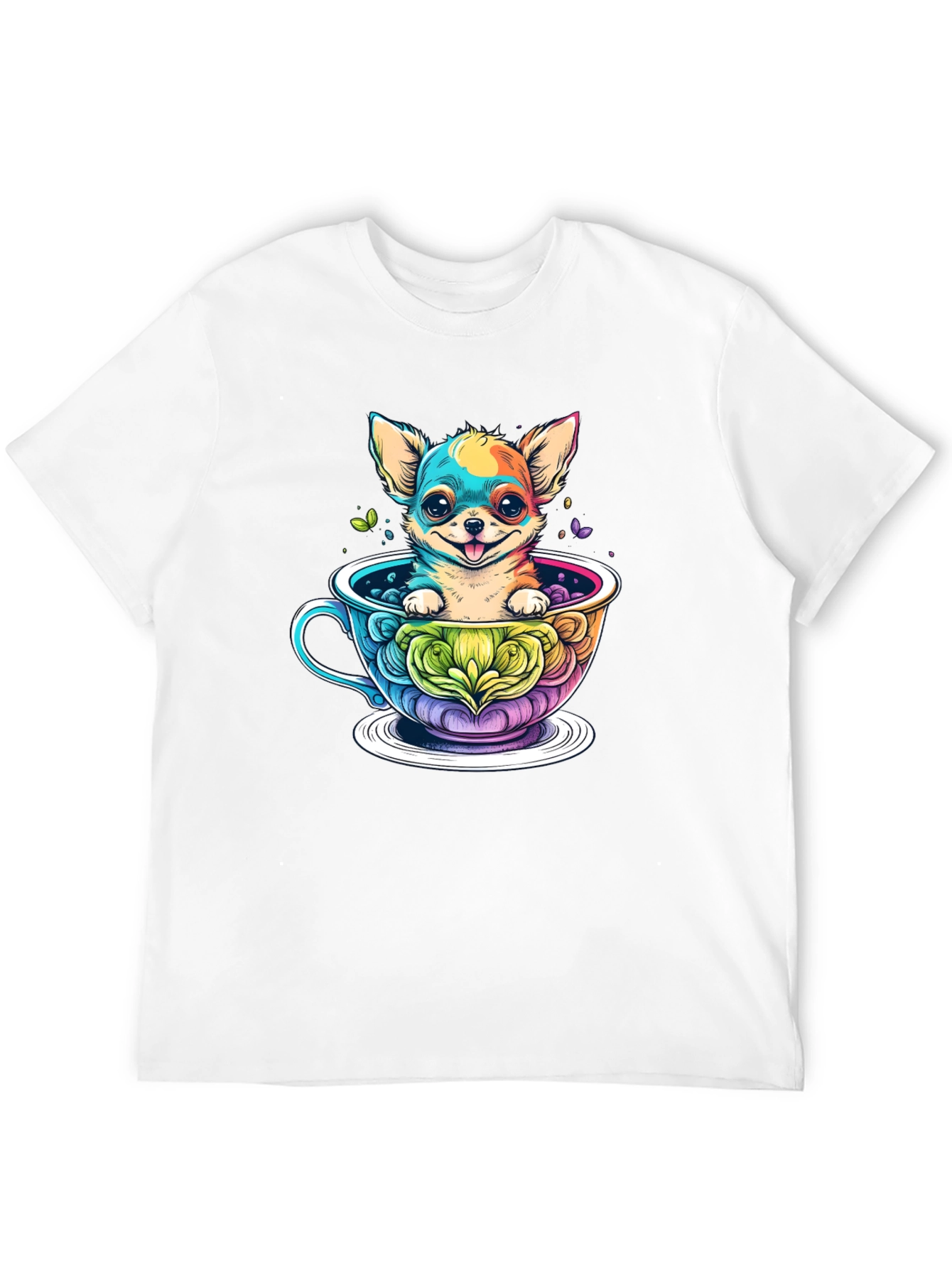 Chihuahua in Teacup Graphic Black T-Shirt