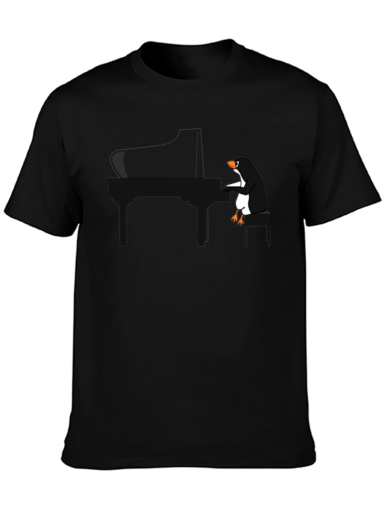 Piano Playing Penguin Graphic T-Shirt