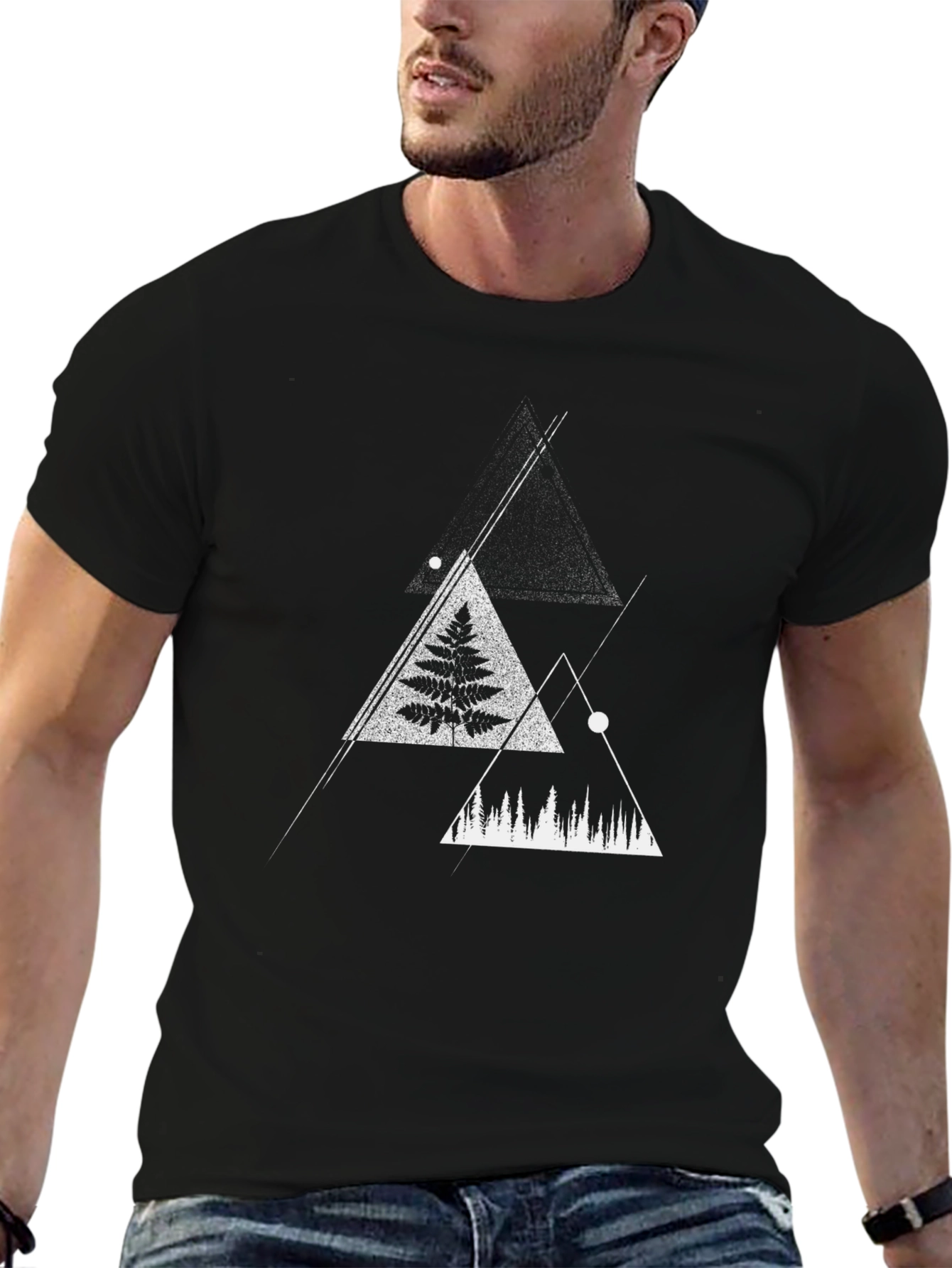 Geometric Nature Black T-Shirt