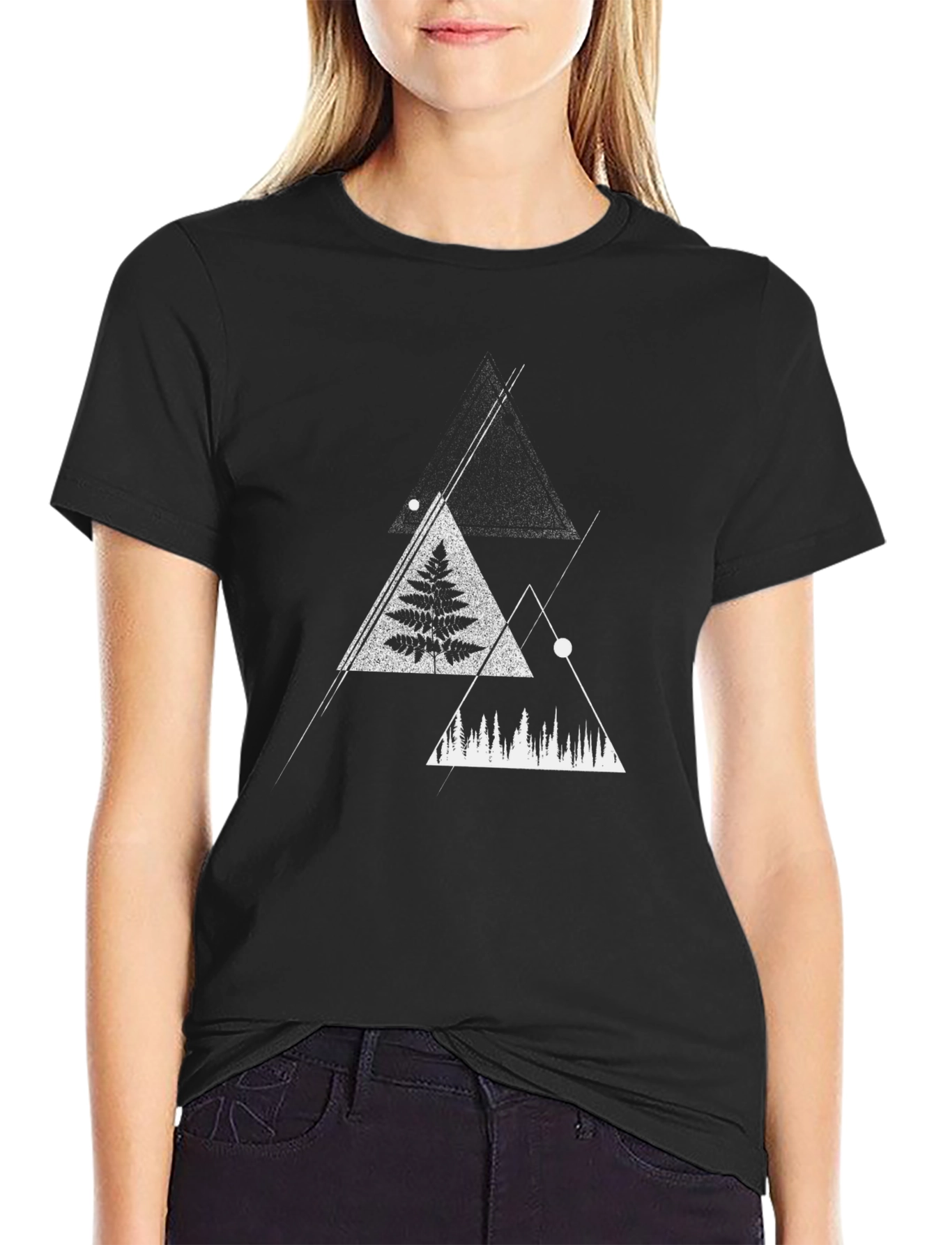 Geometric Nature Black T-Shirt