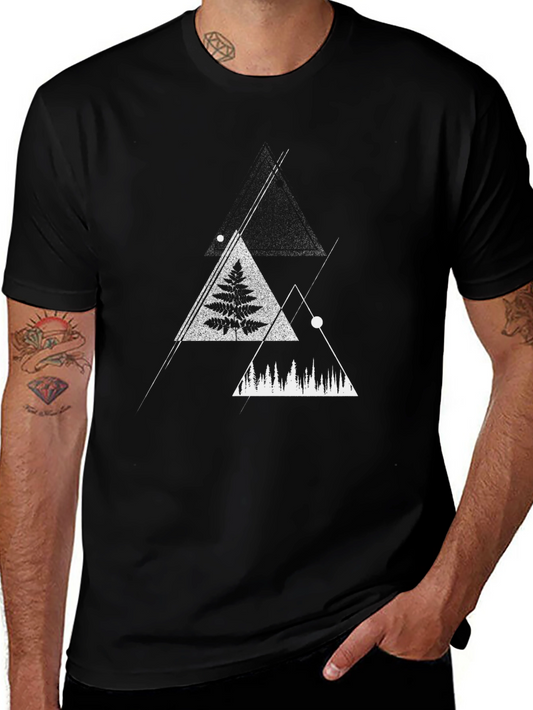 Geometric Nature Black T-Shirt